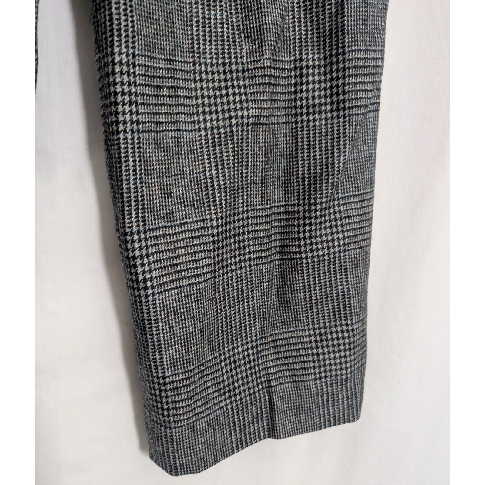 Vtg Bill Blass Gray Plaid Wool Pleated Pants Sz 14 31W 29L Z1 Academia Preppy