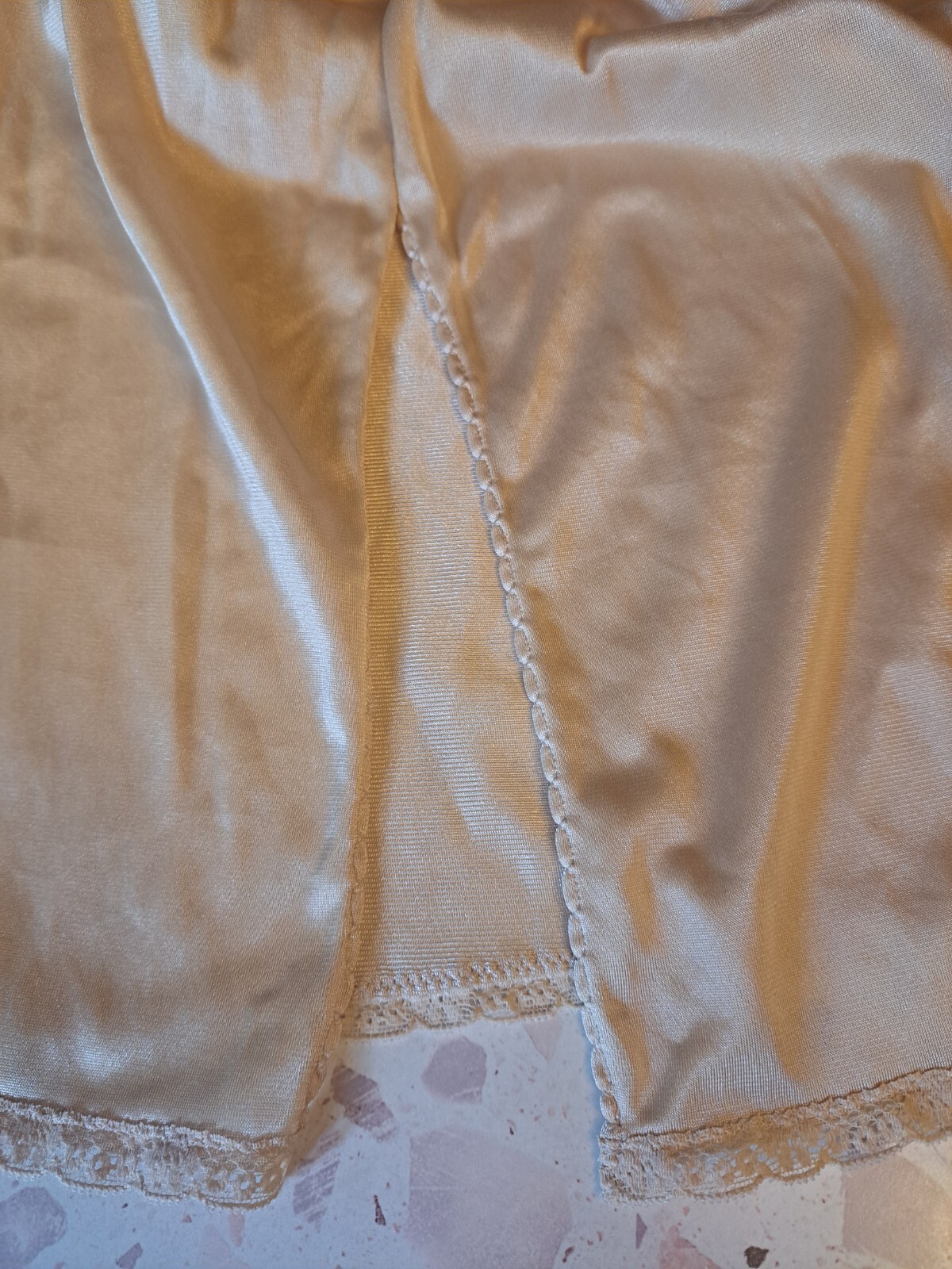Vtg Vassarette Nylon Lace Long Gown Underneath It All 34 Beige Satinessence