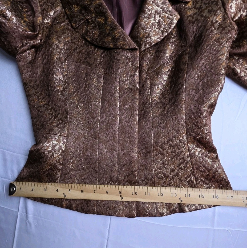 Vtg 80s Neiman Marcus Exclusive Metallic Brocade Skirt Suit Women 4 Dynasty Glam
