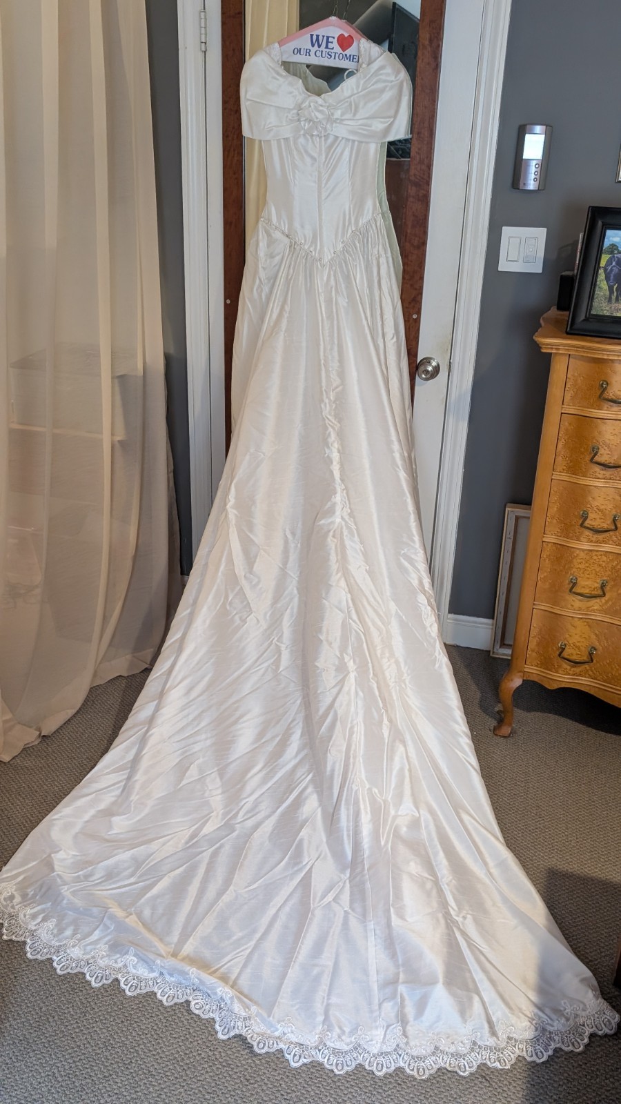 Vintage 1993 Morilee White Wedding Dress Size 8 beaded 7&prime; train