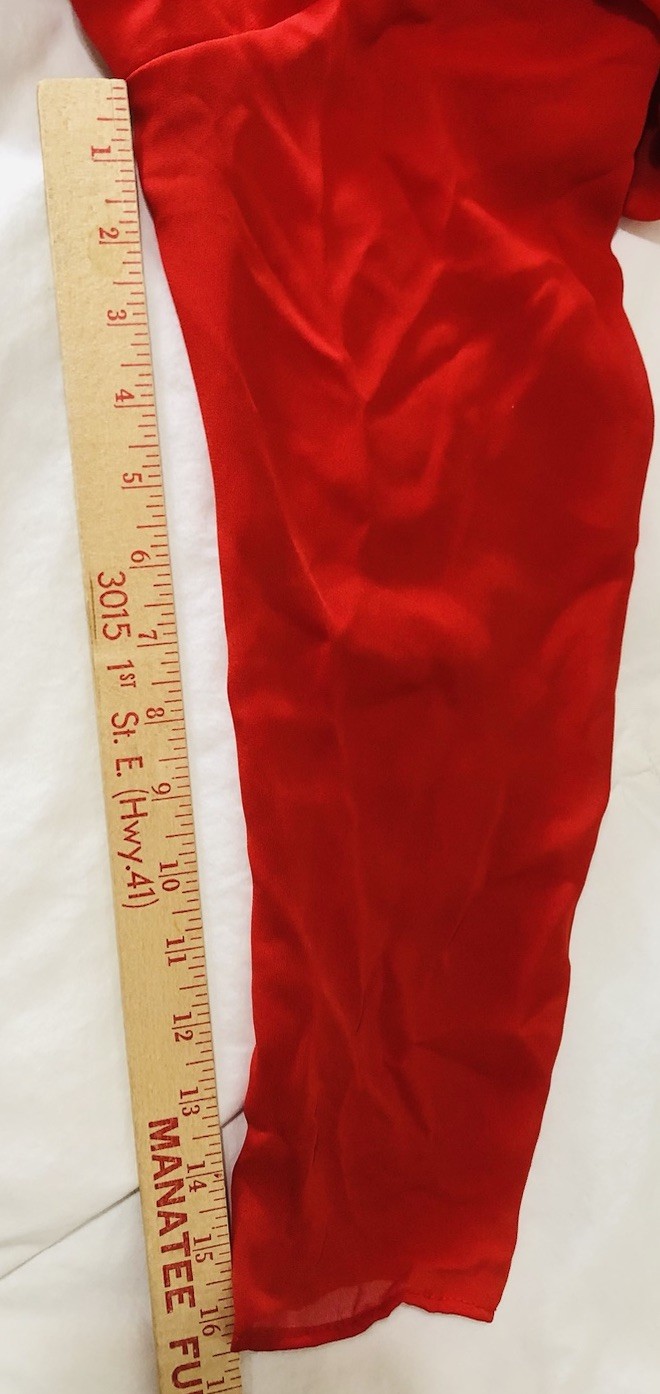 Vintage Lori Max Red Sequins Shoulder Pads V Nick Draped Rear Flowing Scarf Ends