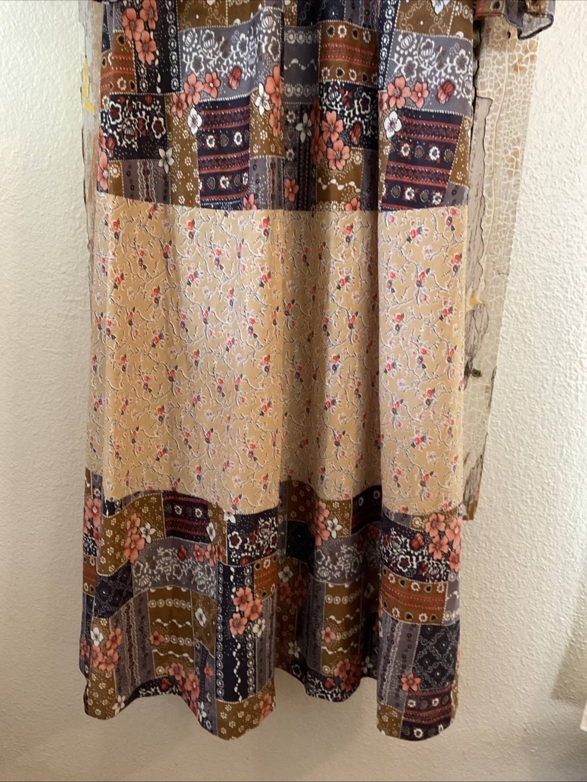 A17 Vintage Handmade Floral Boho Indie 70’s? Patchwork Dress Size Small?