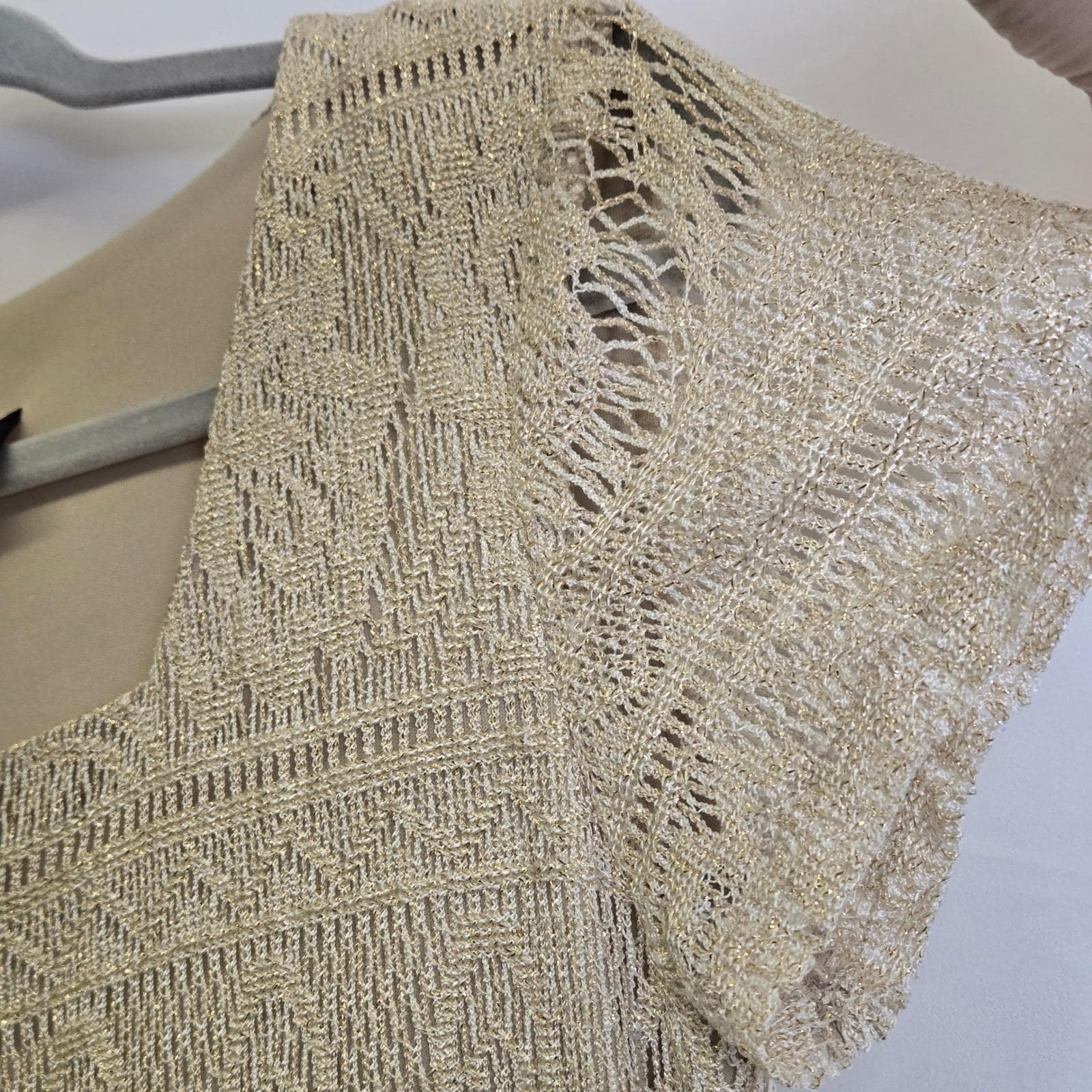 Giorgio Sant&rsquo; Angelo Lace Shift Maxi Dress, Cream/Gold Shimmer, Size 5/6, Vtg