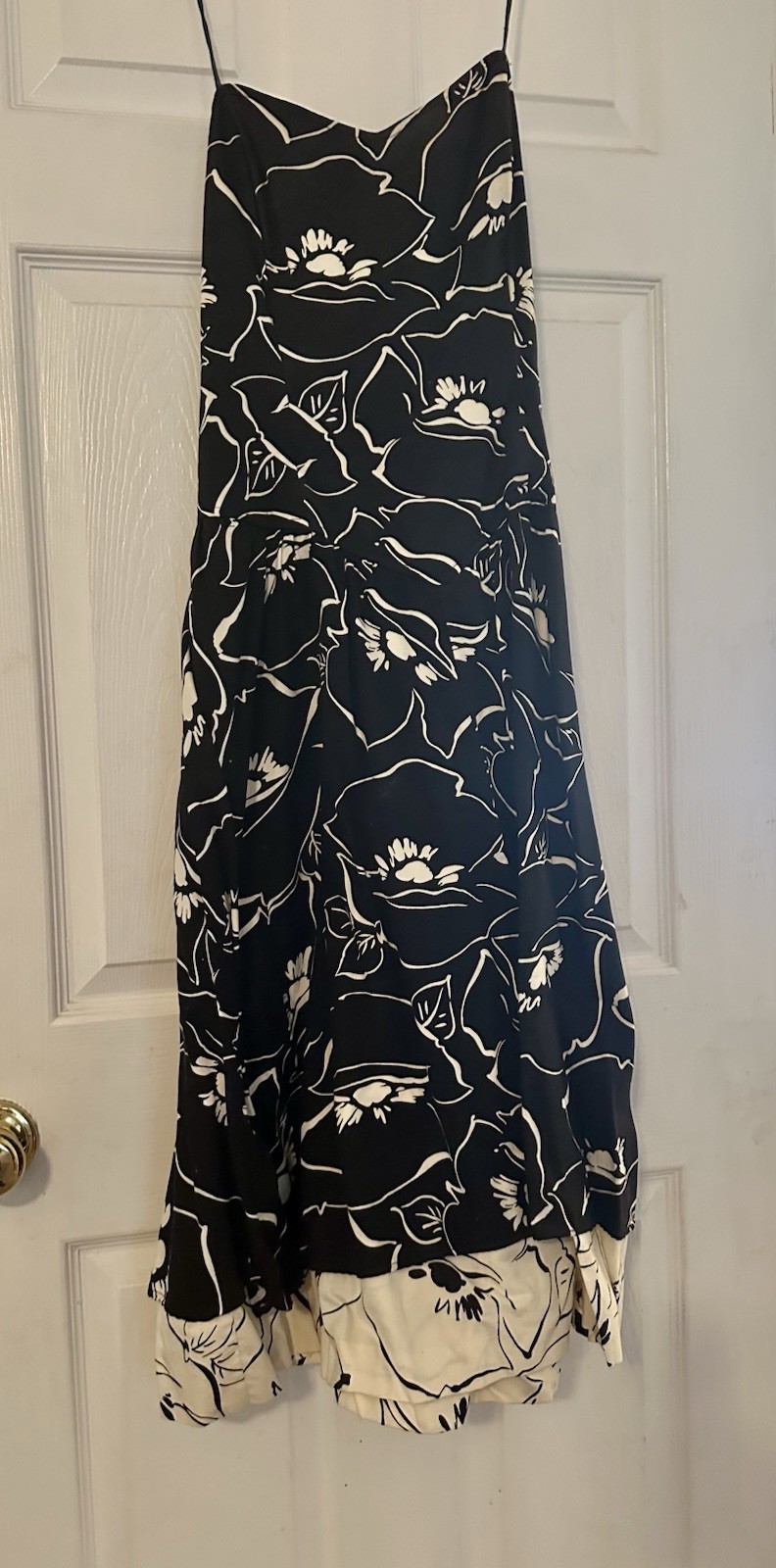 Vintage 80s Black And White Strapless Dress By Jenni Size 13/14 Made In USA