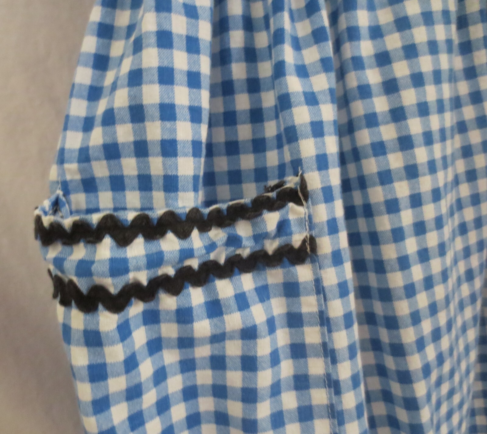 Vtg Handmade Bue & White Gingham Dutch Girl Wood shoes Dress Sz M