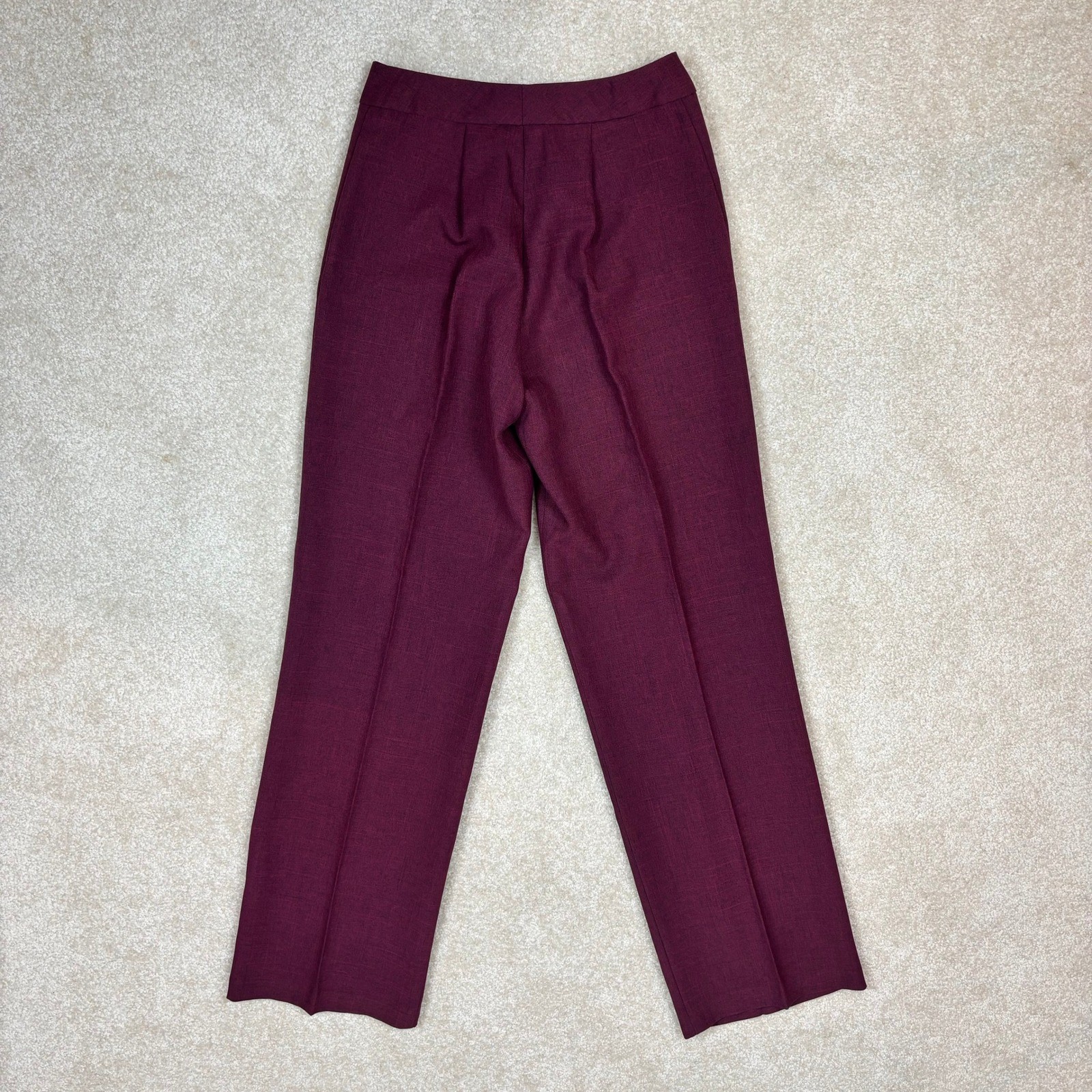 Mandee Vintage Burgundy High Waisted Straight Leg Trousers Size 3/4 Made in USA