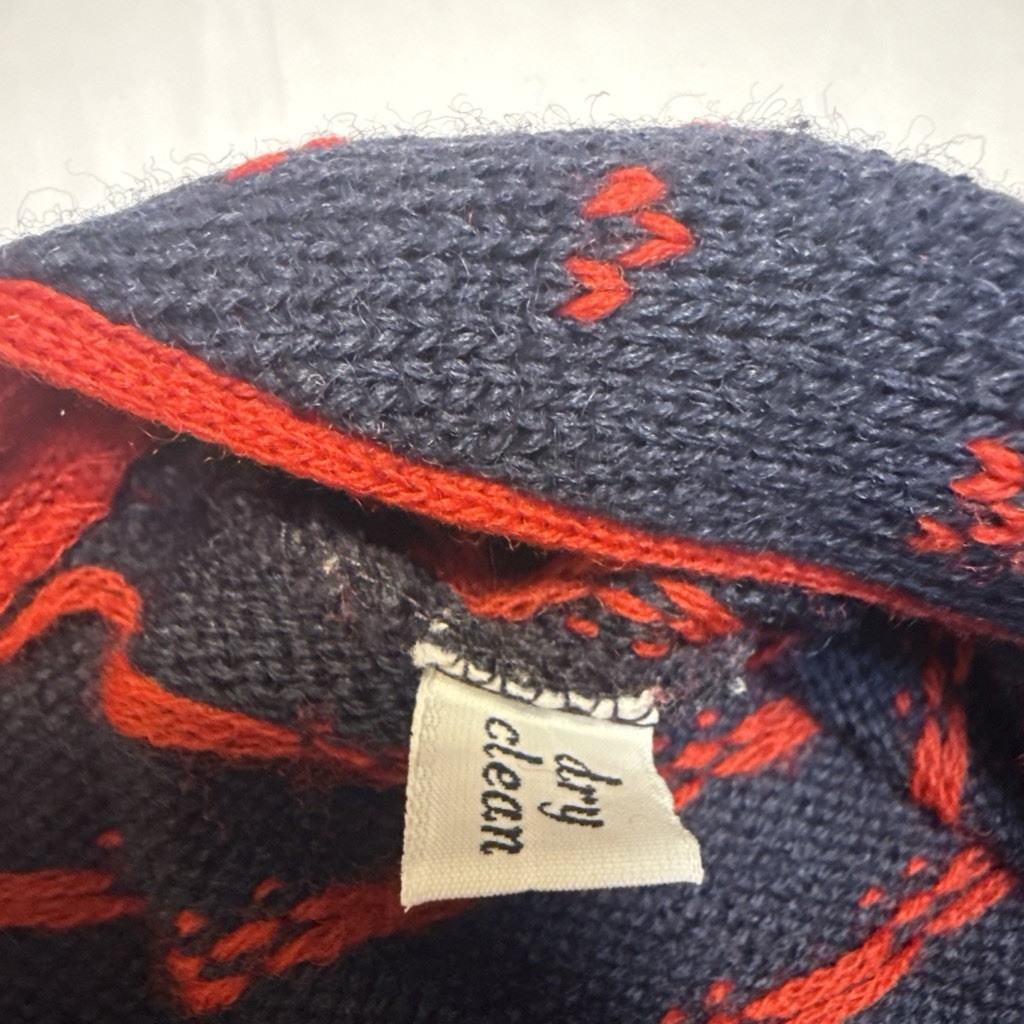 Pendleton 100% Virgin Wool Knit Cardigan Sweater Navy Red Green Floral S