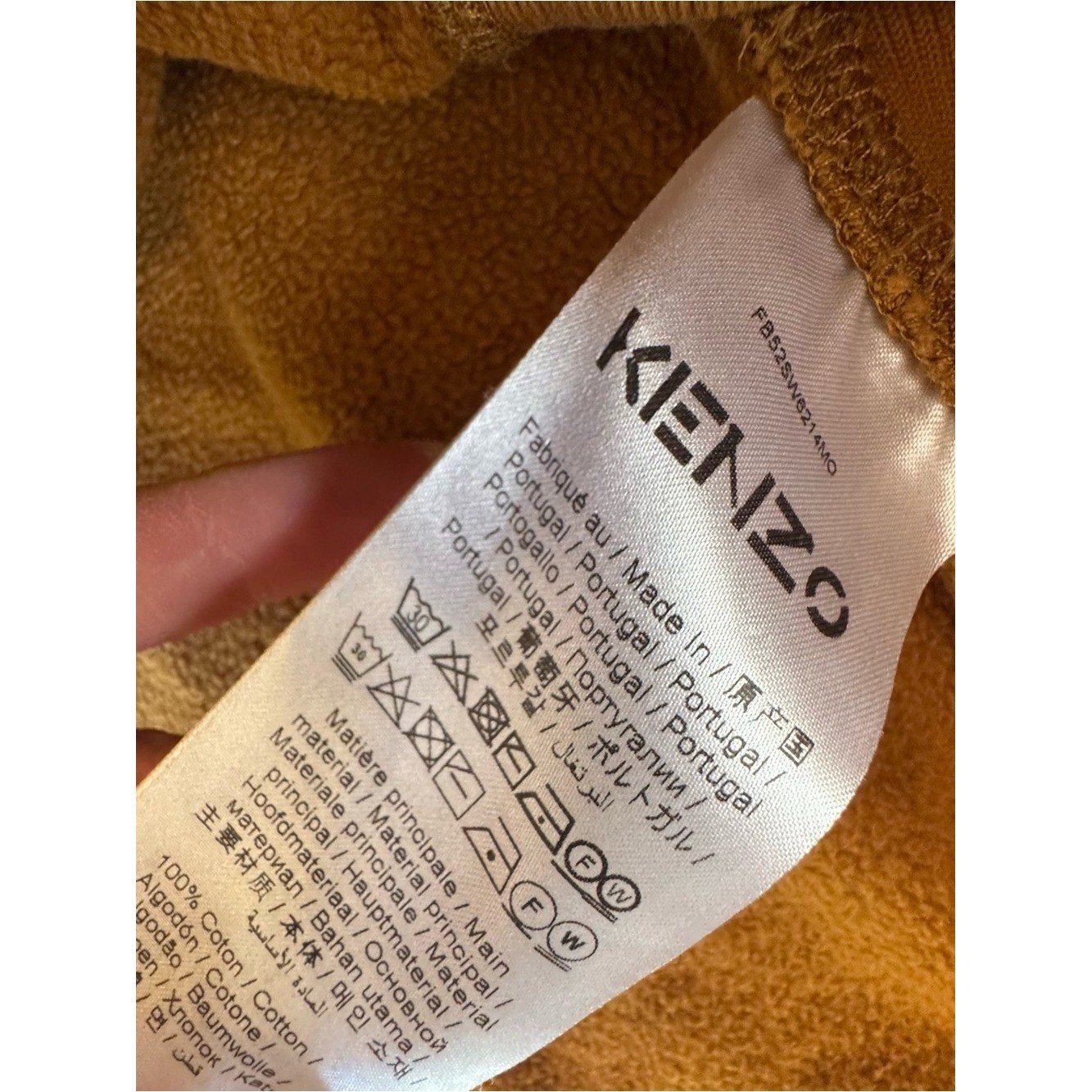 Kenzo Camel Mustard Cropped Funnel-Neck Sweatshirt Quarter Zip Vintage Rare S
