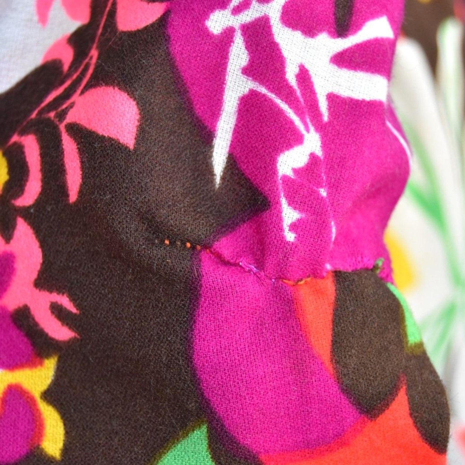 Vintage 70s Lounges Hawaiian Floral Maxi Dress Zip Front Drawstring USA Medium