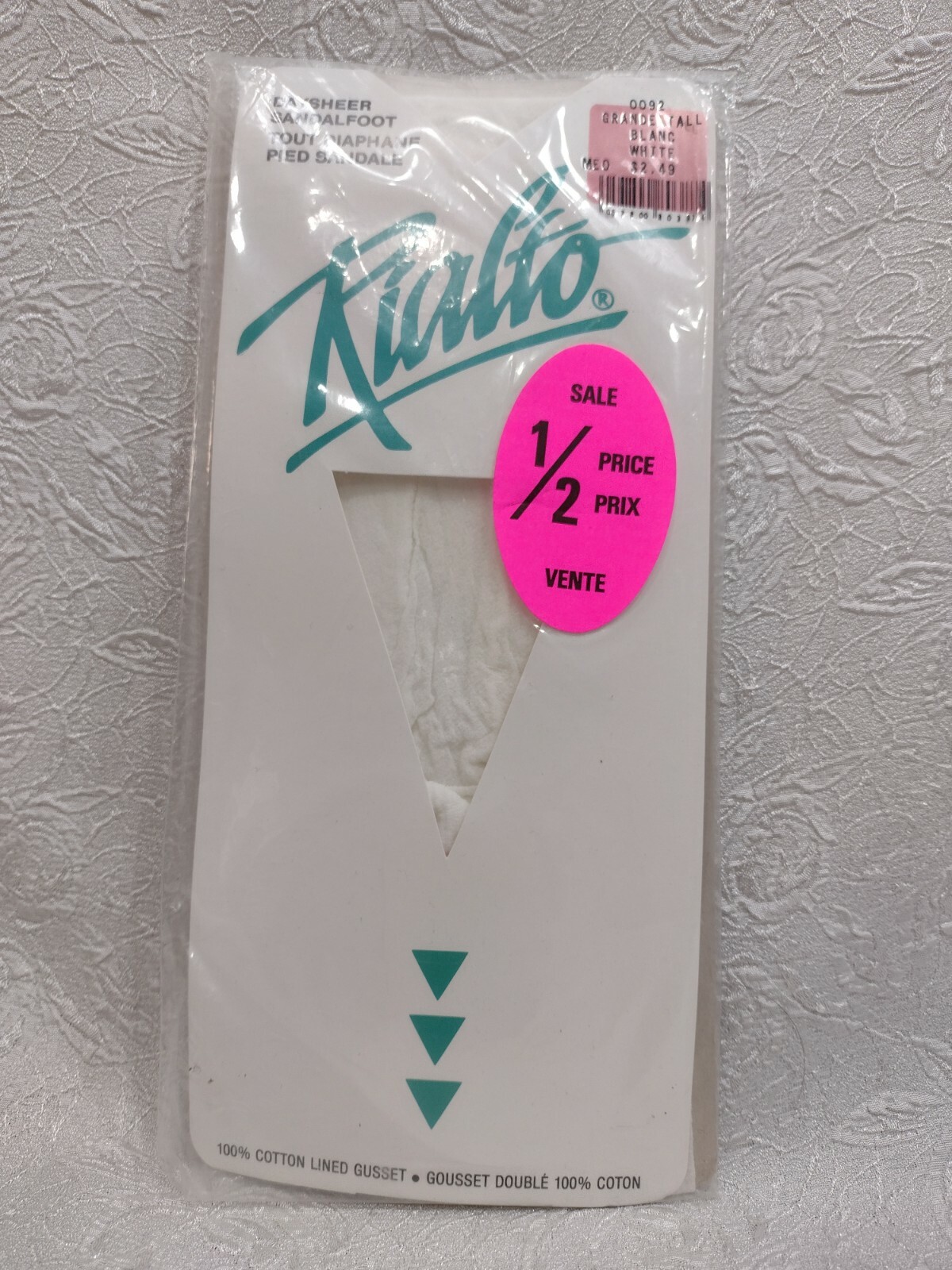 Vintage Rialto Tall Daysheer Pantyhose Sandlefoot Cotton Lined Gusset