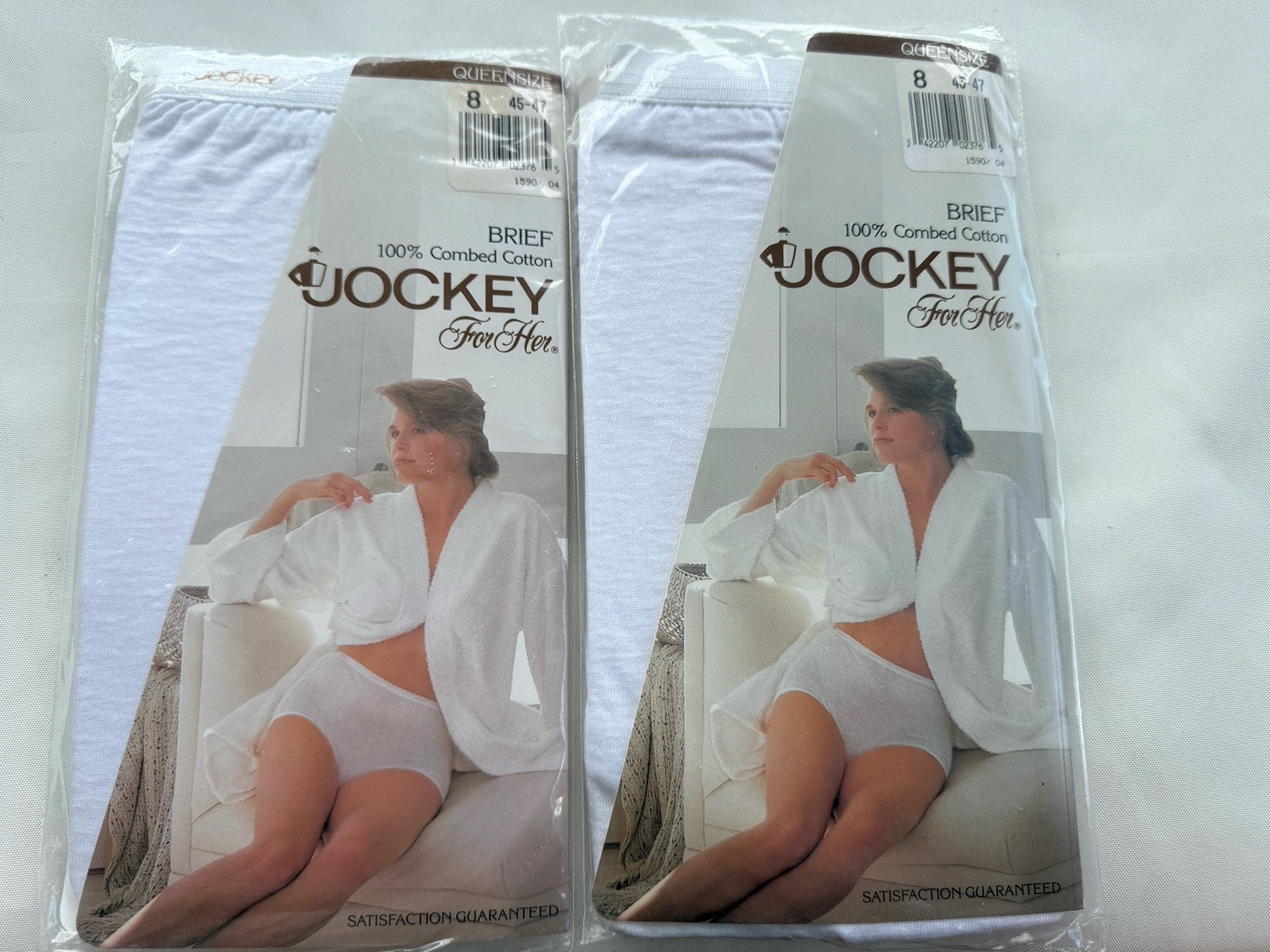 2 Vtg 1989 Jockey Queen Brief Cut Cream Underwear Women&rsquo;s Size 8-TG 45-47&Prime; NOS