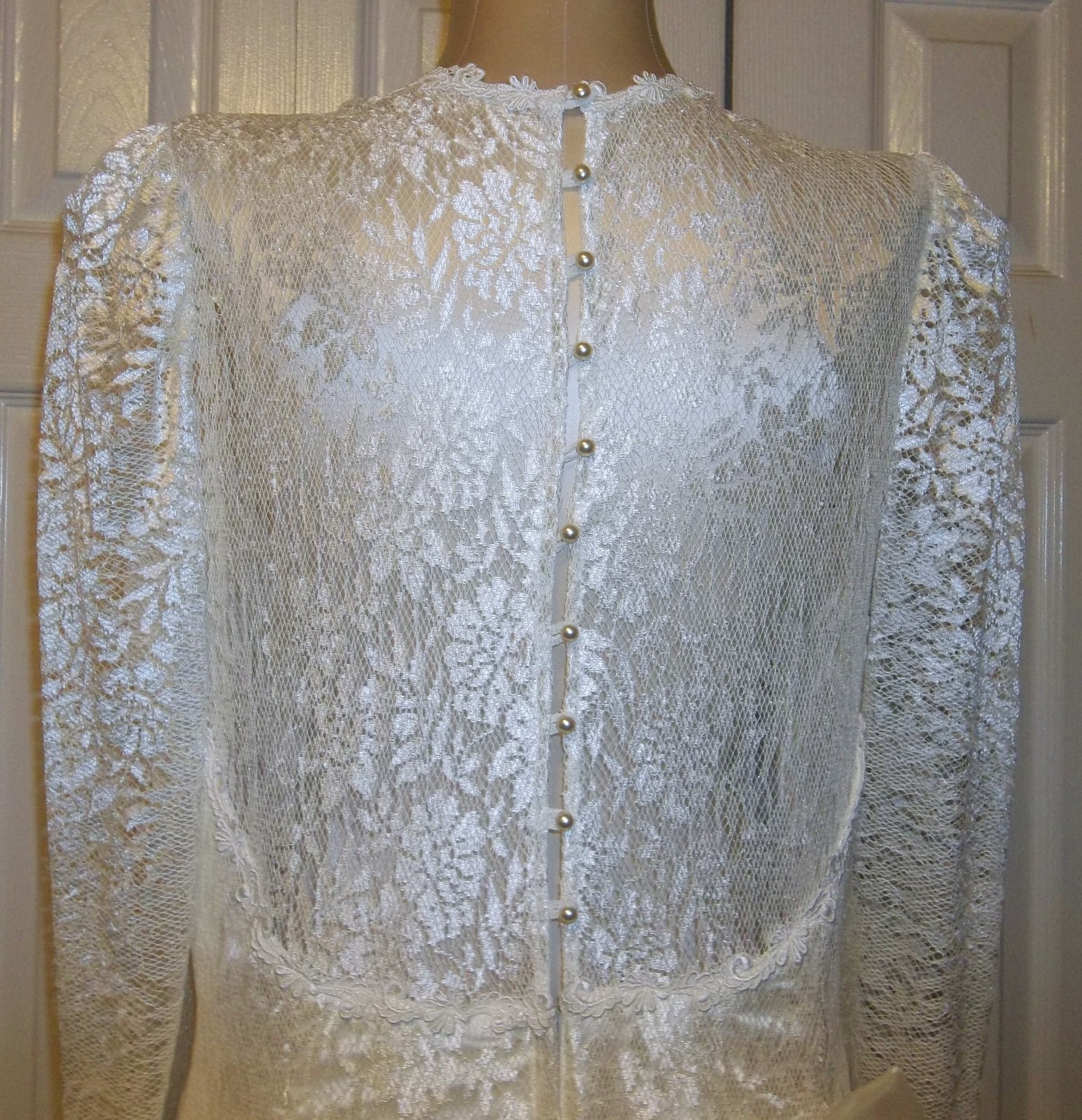 80s Vintage Jessica McClintock Ivory Lace Wedding Dress Tagged Size 18