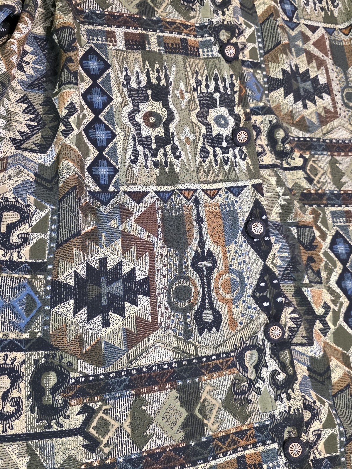 90s VTG Florentine Grandmacore Button Up Aztec Tribal