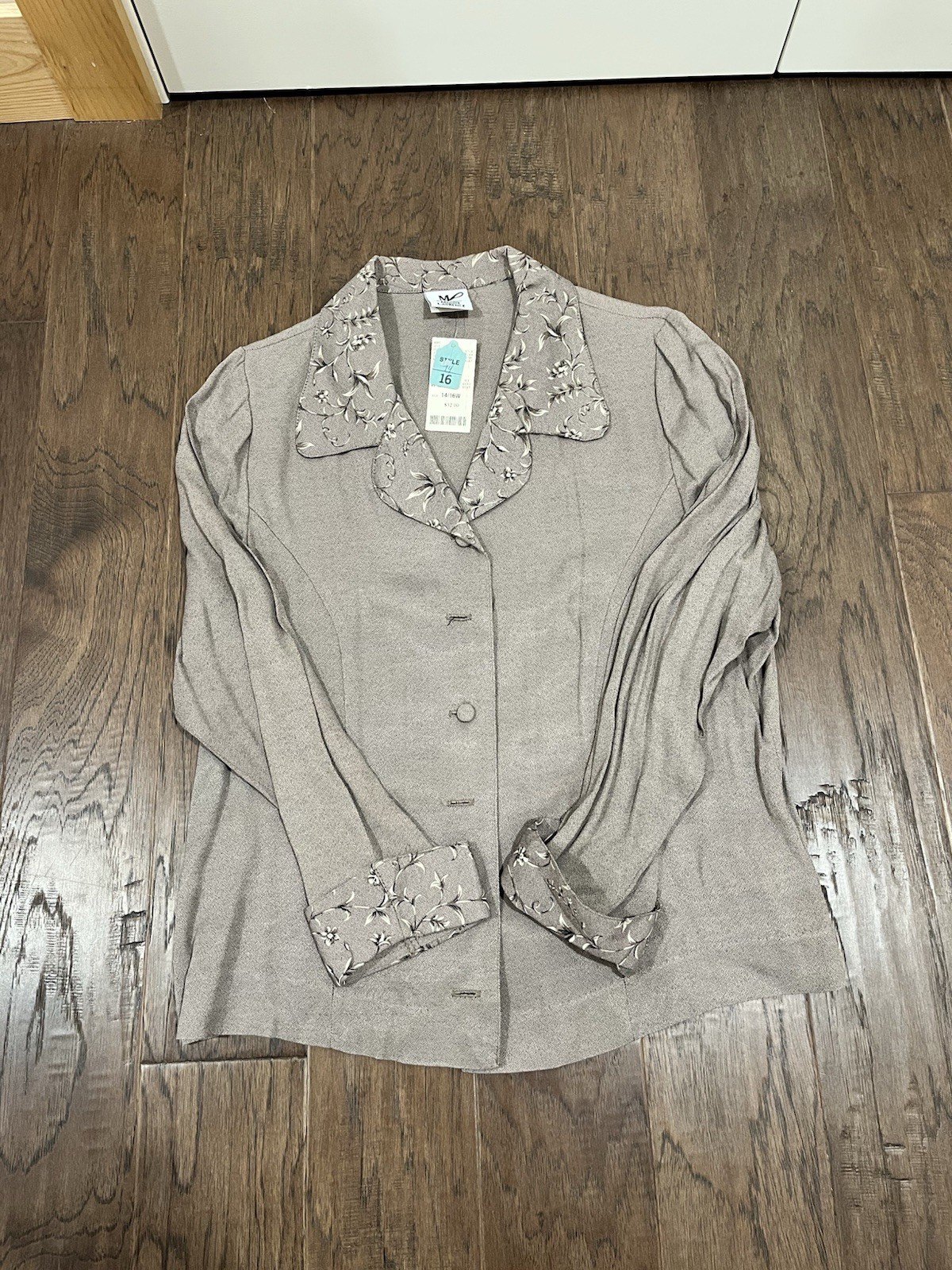 Vintage NWT 80s 90s Deadstock Maggie Lawrence Floral Sz 14/16 Button-Down Blouse