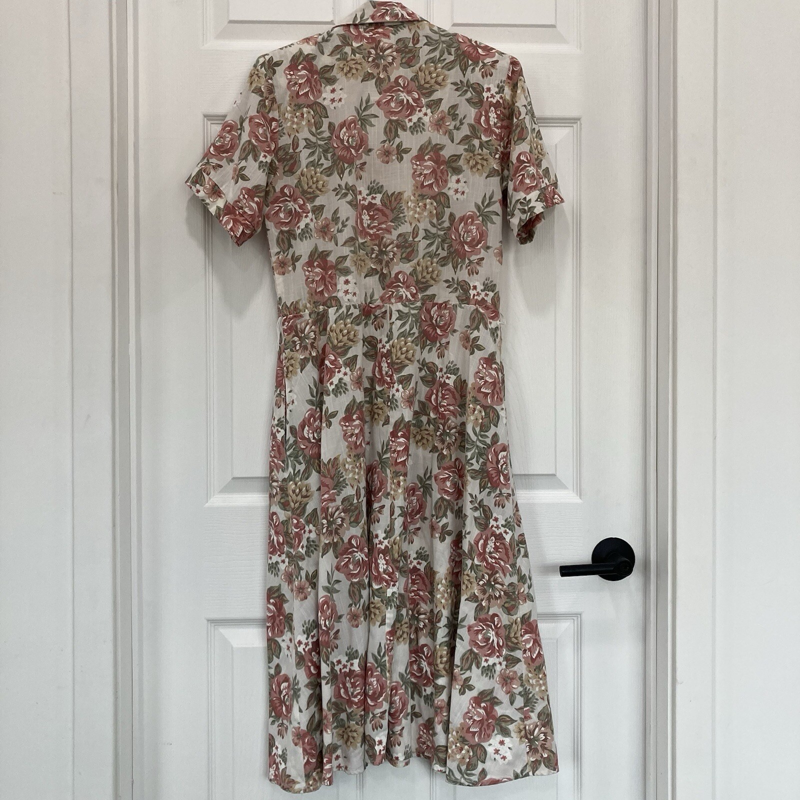 STUART ALAN Vintage 80s Cottagecore White & Pink Floral Dress, Shoulder Pads