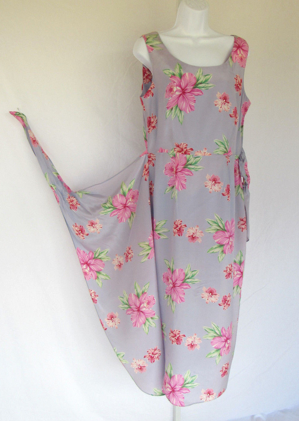 VINTAGE 1990s 2000s SPENSER JEREMY SLEEVELESS SILK FLORAL DRESS TIED OVERLAP