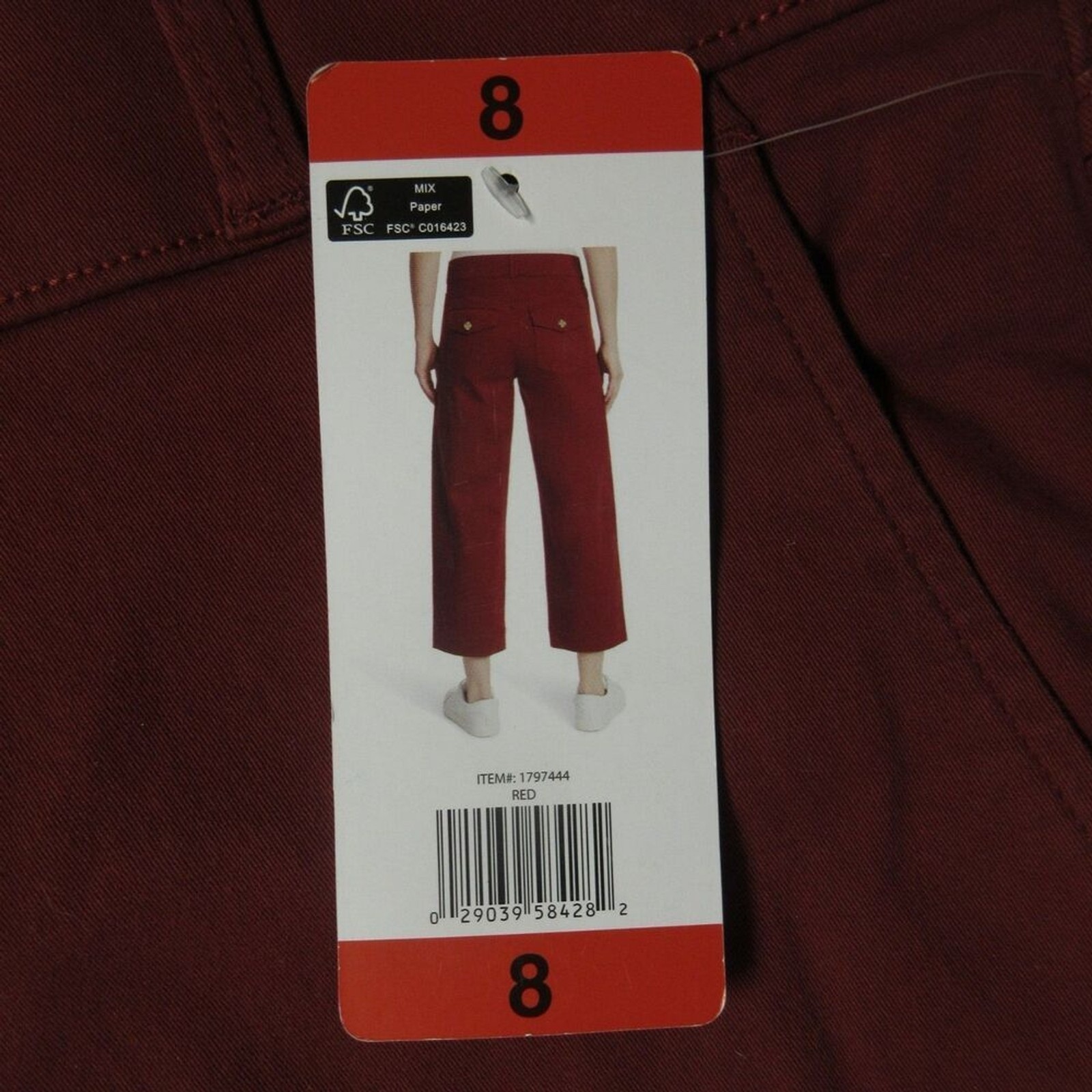 GLORIA VANDERBILT Tummy Control Wide Leg Crop Pants Sz 8 Red Rust Pull On NWT