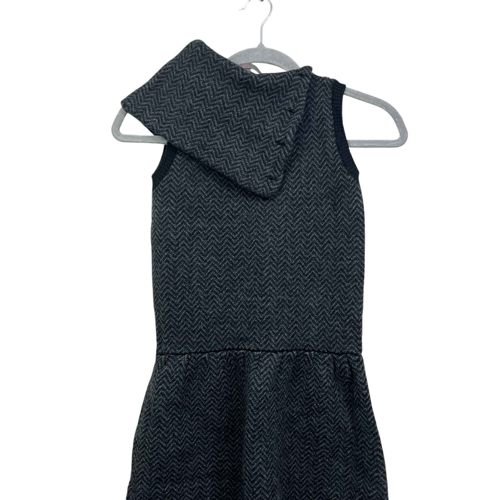 1970 Seventy Wool Dress Turtle Neck Sleeveless Herringbone Gray Women EUR 42*