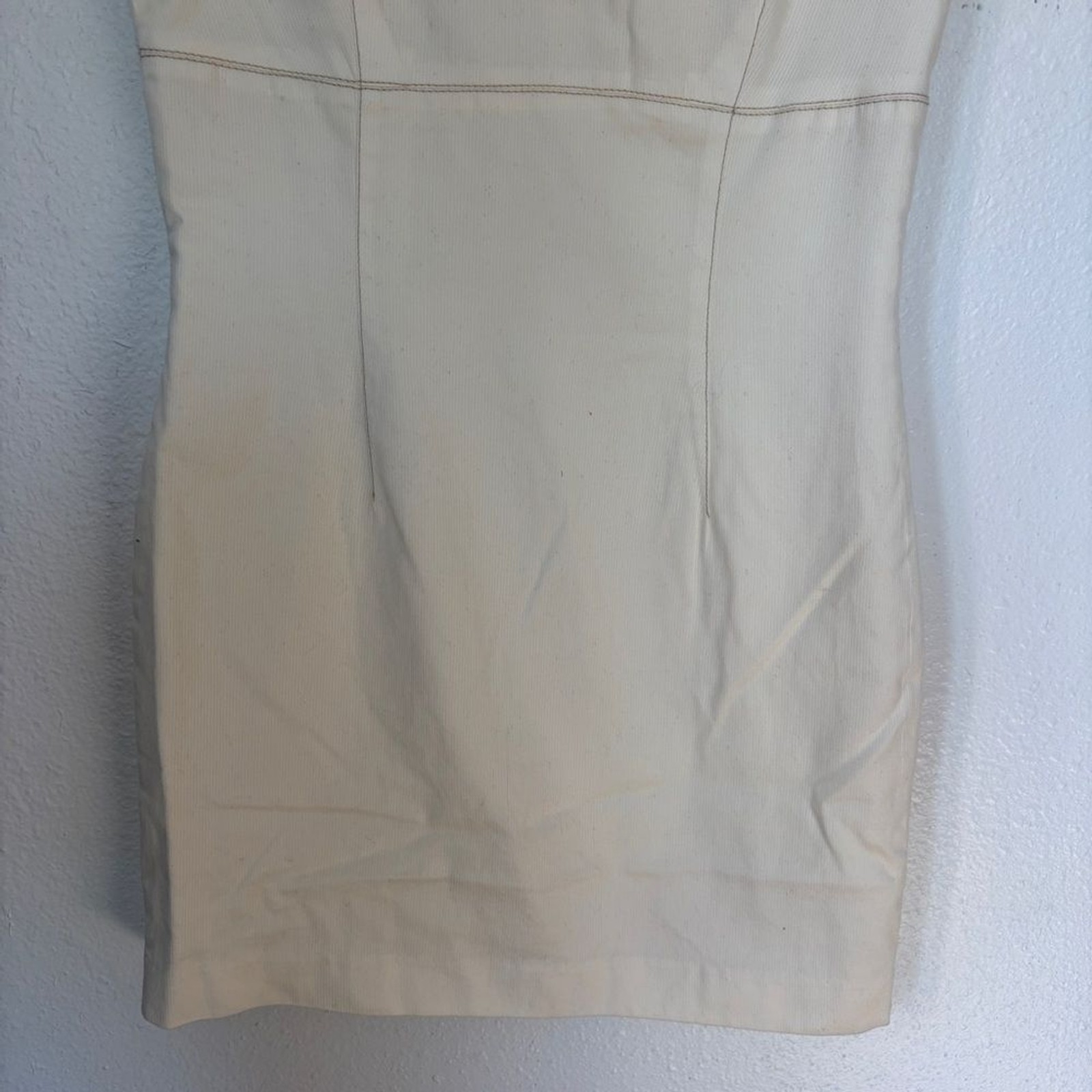 Vintage 90s Esprit Classic Elegant Solid Cream Button Back Mini Dress Size 5/6