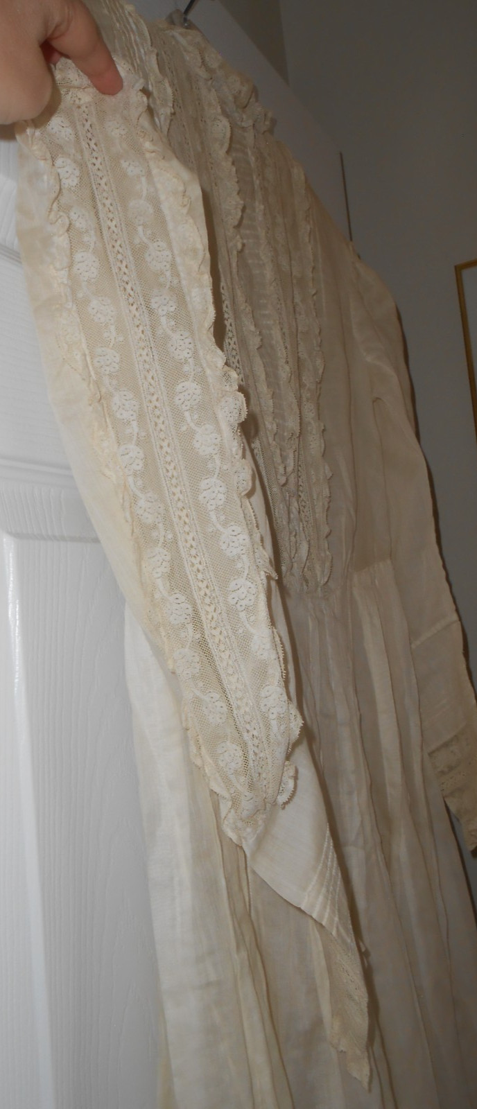 Vtg 1890s 1900s Victorian Edwardian DAY DRESS Lace Lawn Cotton FINE Handmade