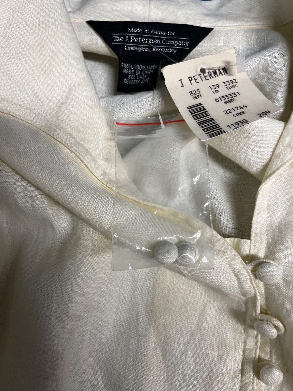 NWT OLD STOCK Vintage J Peterman Linen Blouse Size 10 Bust 36-37