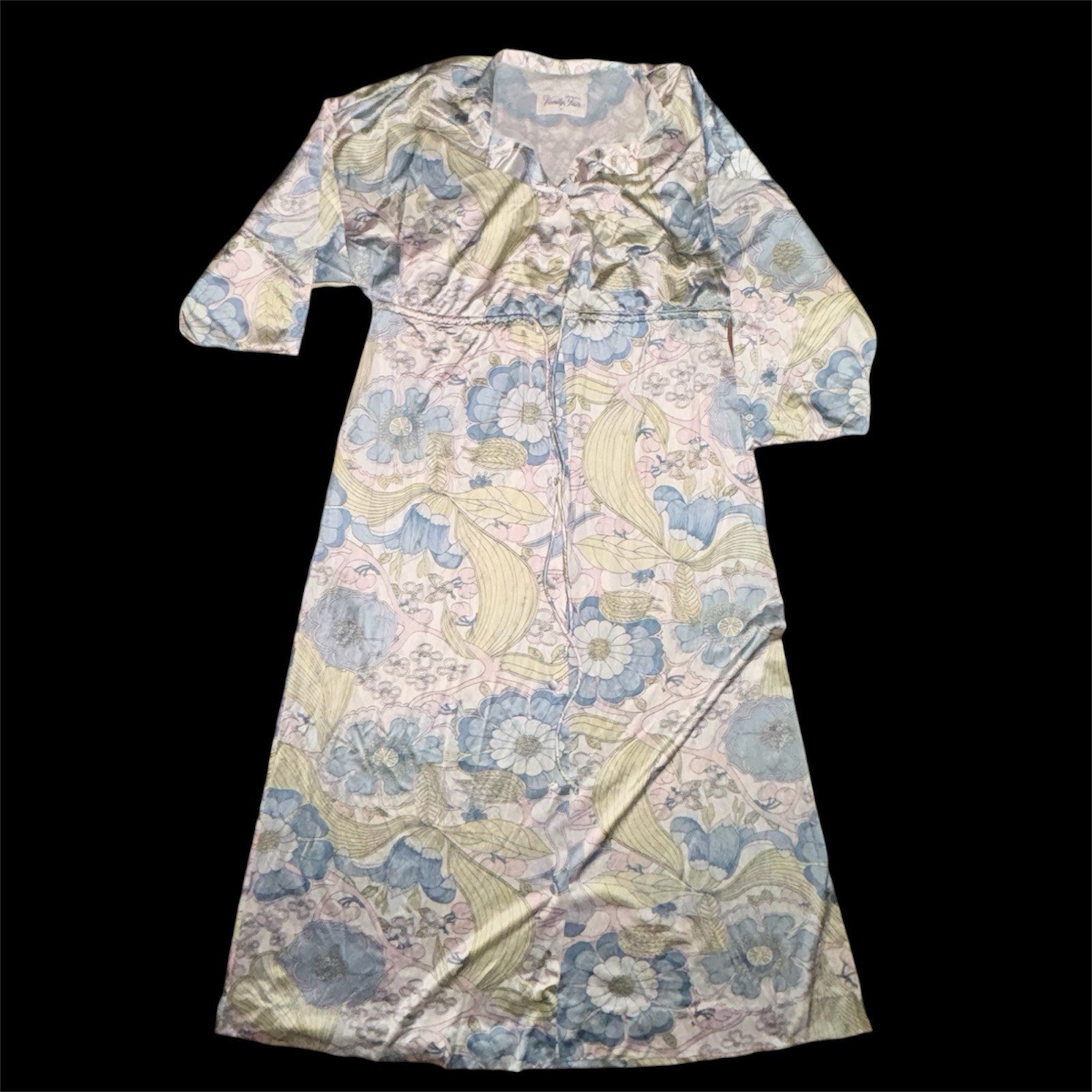 VTG Vanity FAIR Peignoir Robe Nightgown Negligee Gown SET sexy Blue Small