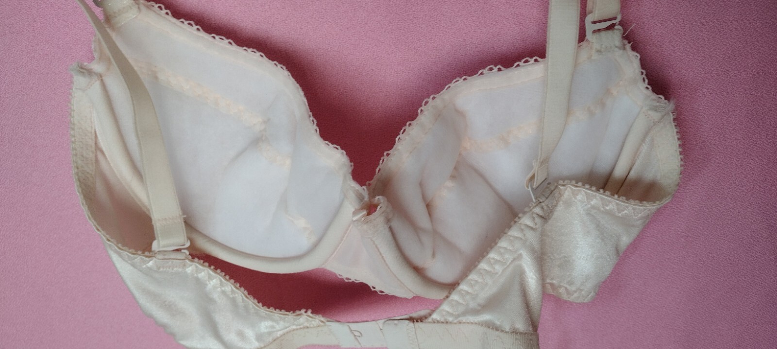 80&rsquo;s vtg BACKLESS by SMOOTHIE BLUSH UW multiway FOAM PADDED bra 34B