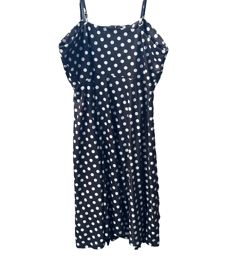Black & White Polka Dot Sundress Size L Preppy Old Money Coquette 90s Grunge