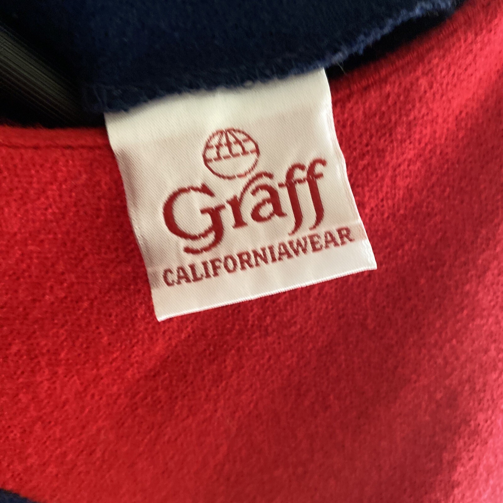 Vintage Graff Californiawear Pullover Lightweight Sweater Top Blue And Red 70’s