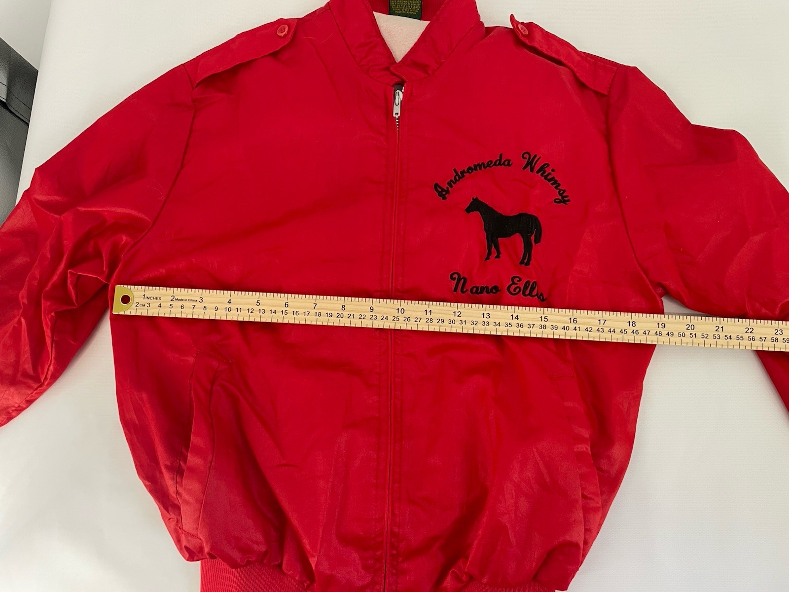 Rare Vintage 80s Red Bomber Jacket Avanti XS 14/16 Horse Riding Andromeda Whimsy