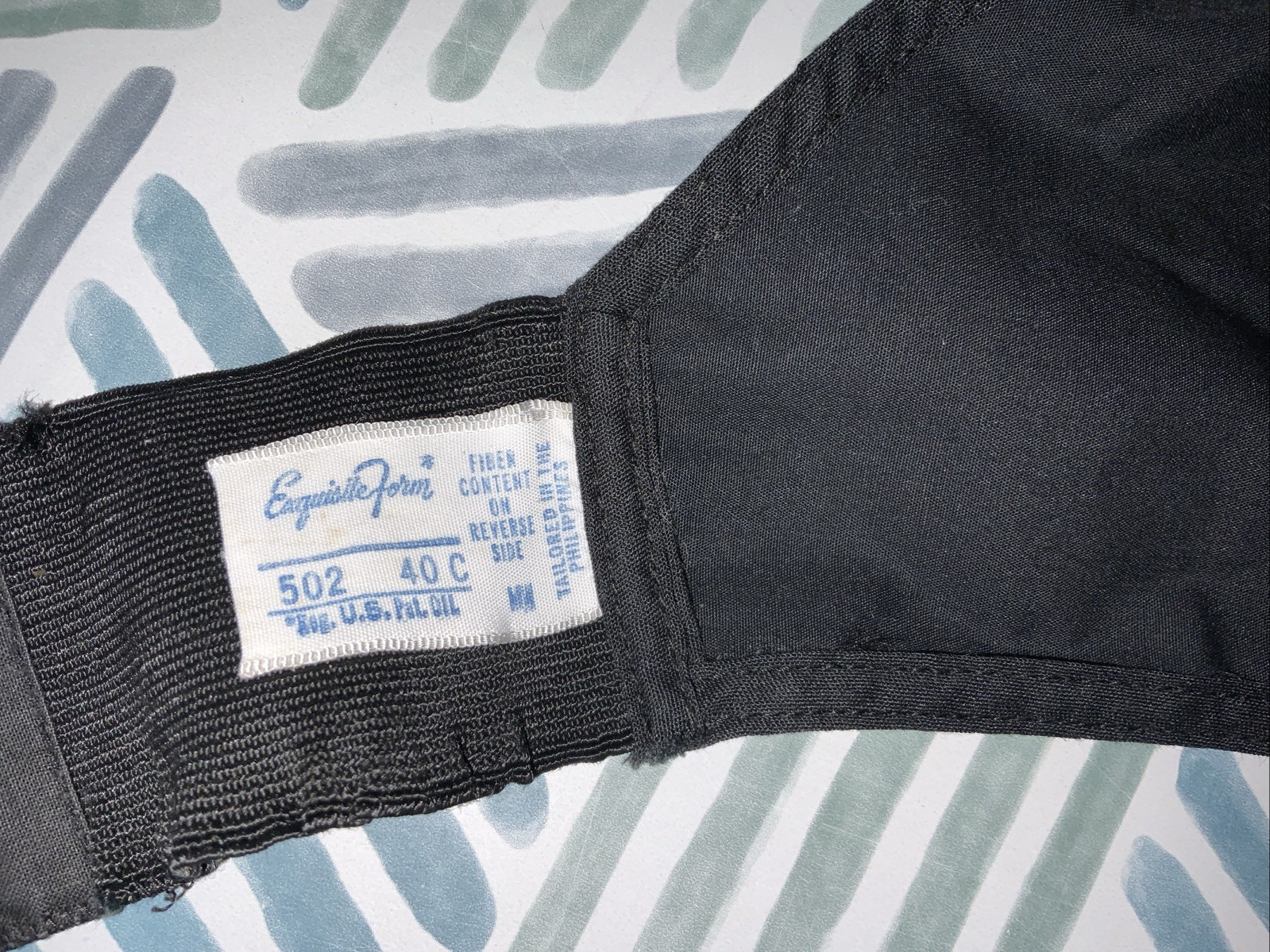 Vintage 40C Black Exquisite Form Longline Bullet Bra Pinup Poly Cotton