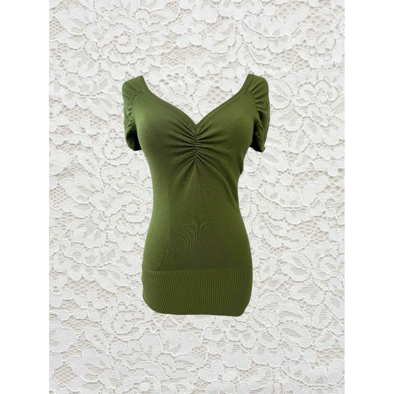 vintage y2k green fitted short sleeve top