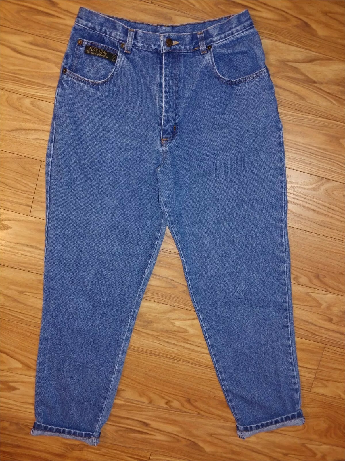VINTAGE Play Time High Rise Tapered Denim Mom Jeans Sz 11/12, Fit Lee/Levis 80s