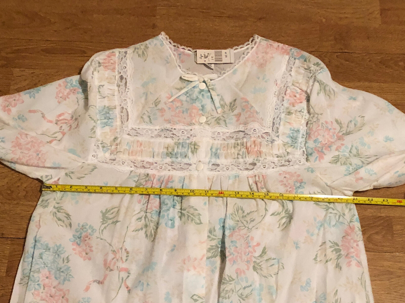 Vintage Danni Floral Full Length Button Down Robe/Nightgown New With Tags NOS