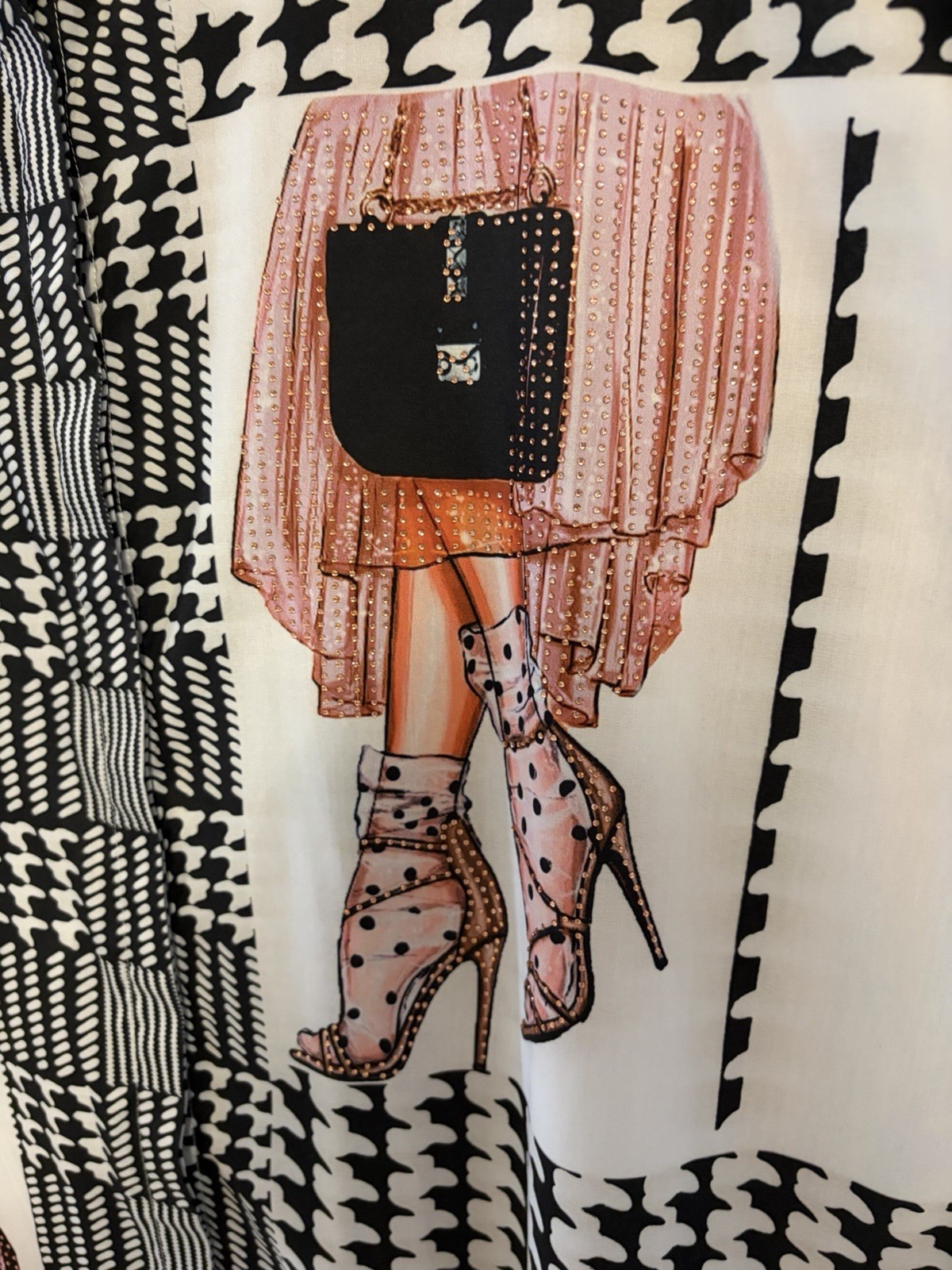 Y2K Tricotto Mixed Print/Pattern Button Down Blouse Sz 2X Art To Wear 3/4 Sleeve
