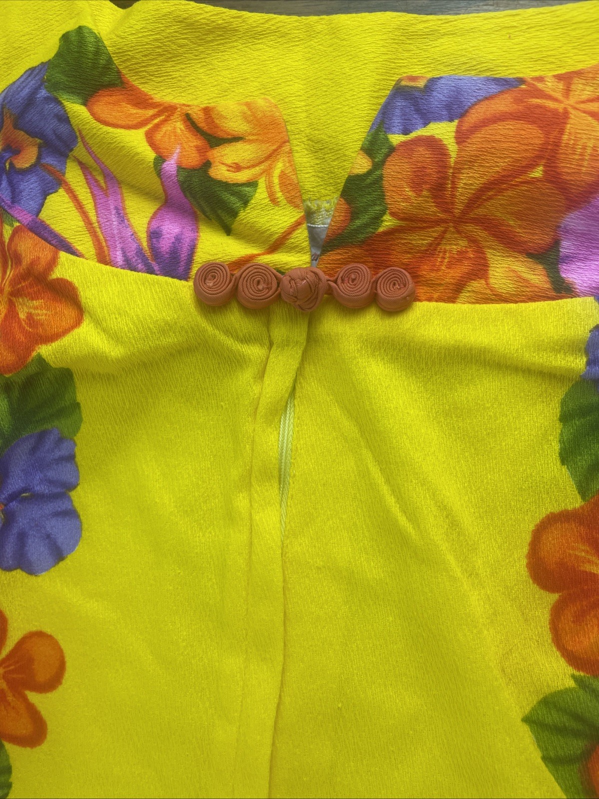 Vintage 1960’s Hawaiian Togs Honeymoon Mini Dress Bright Yellow Floral Size XS