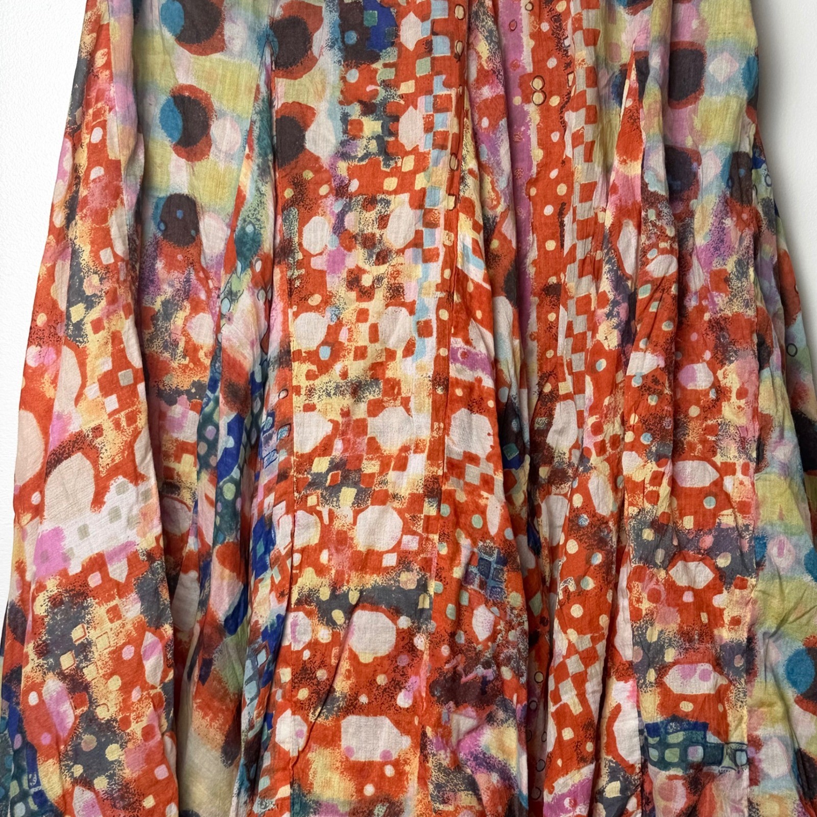 VTG Sandy Starkman Boston Proper Midi Skirt Fairy Eclectic Raw Dyed Patchwork XS