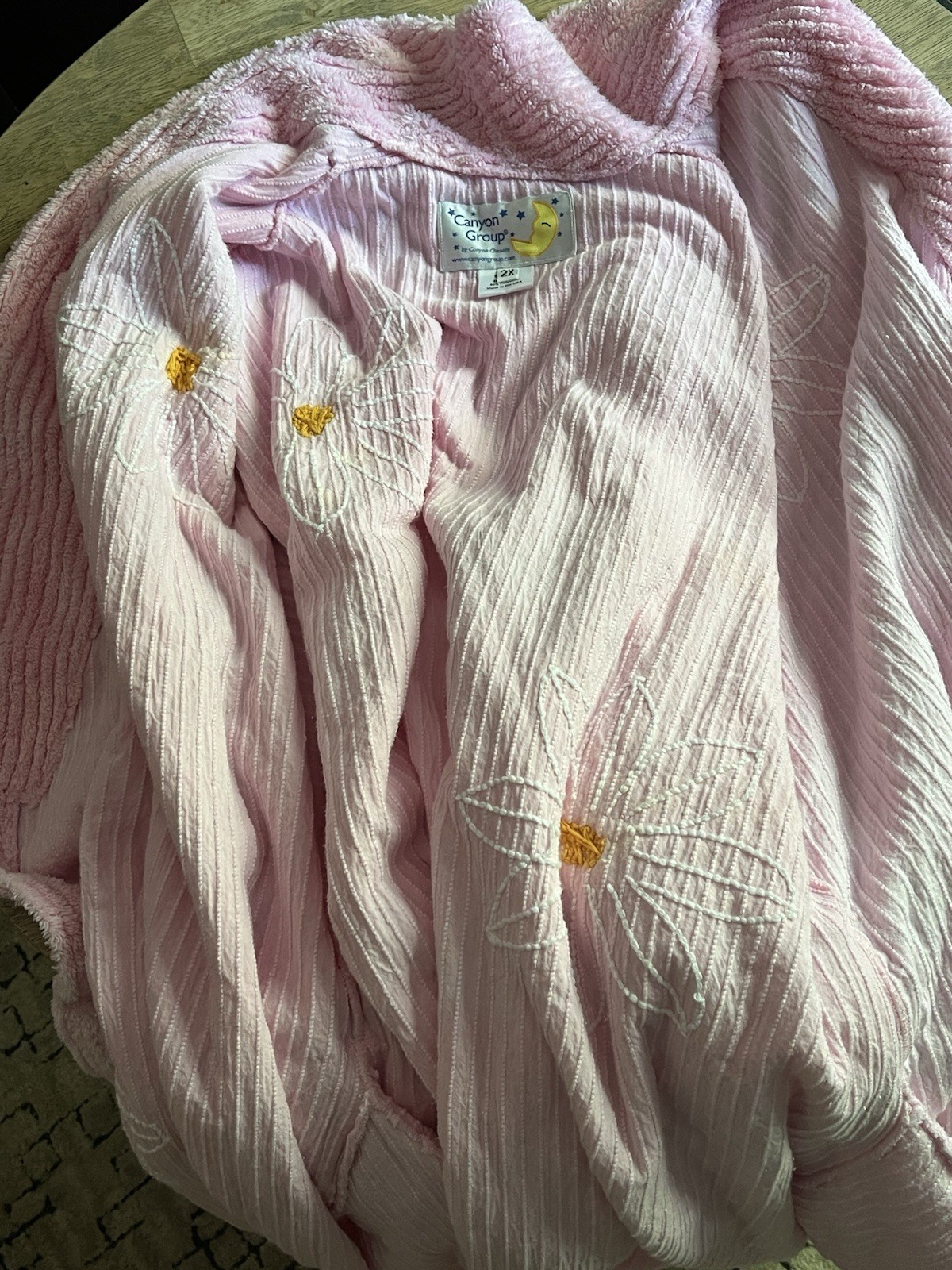 Vintage Canyon Group « Falling Daisies » Chenille Robe Pink 2XL