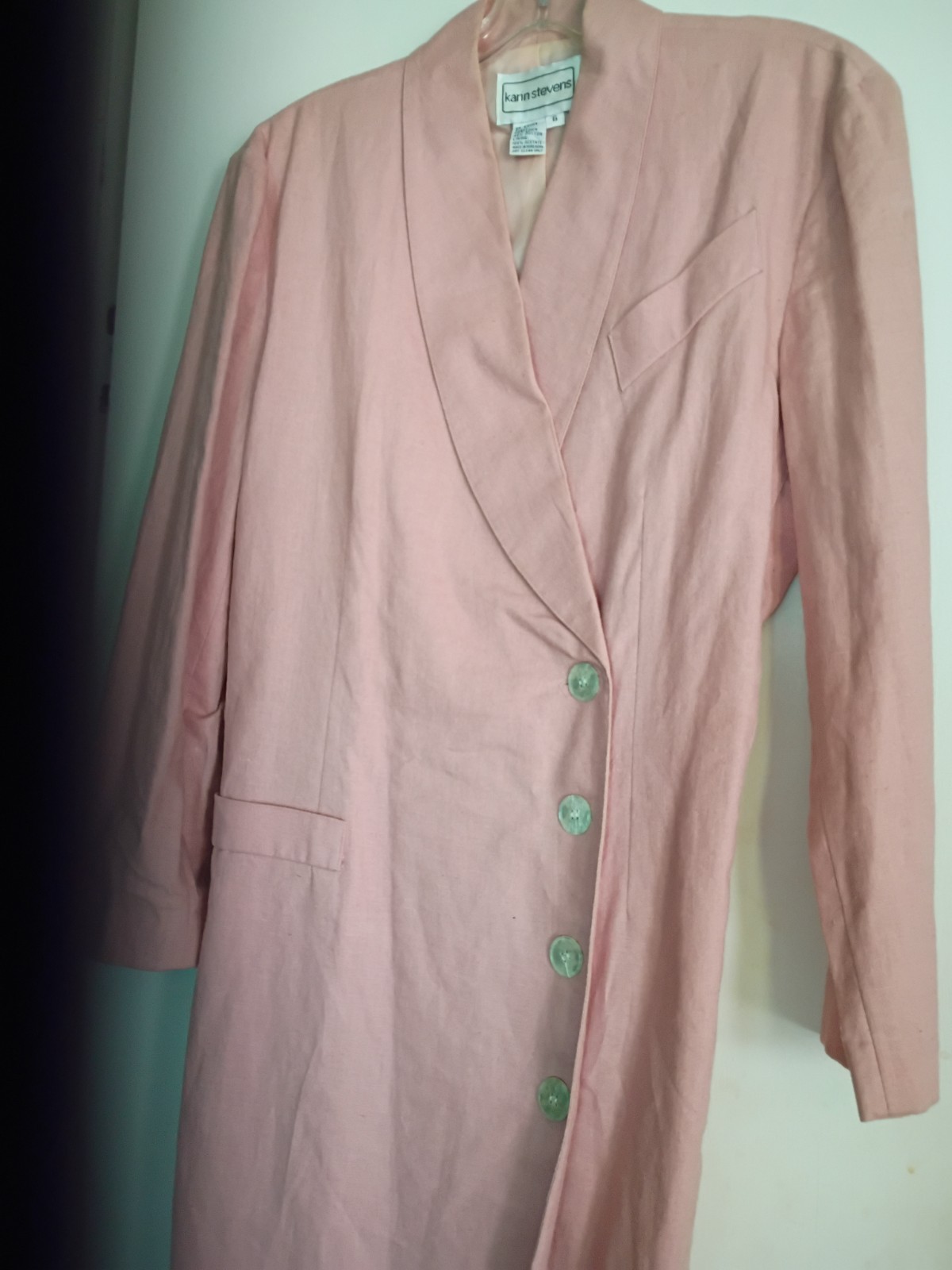 Vintage Karin Stevens Coat Dress Linen Cotton Lined Size 6