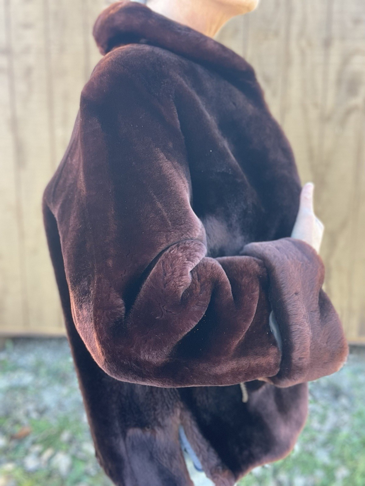 True Vintage Brown Fur Retro Style, Very Warm w/ Polka Dot Liner Womens Med Lg