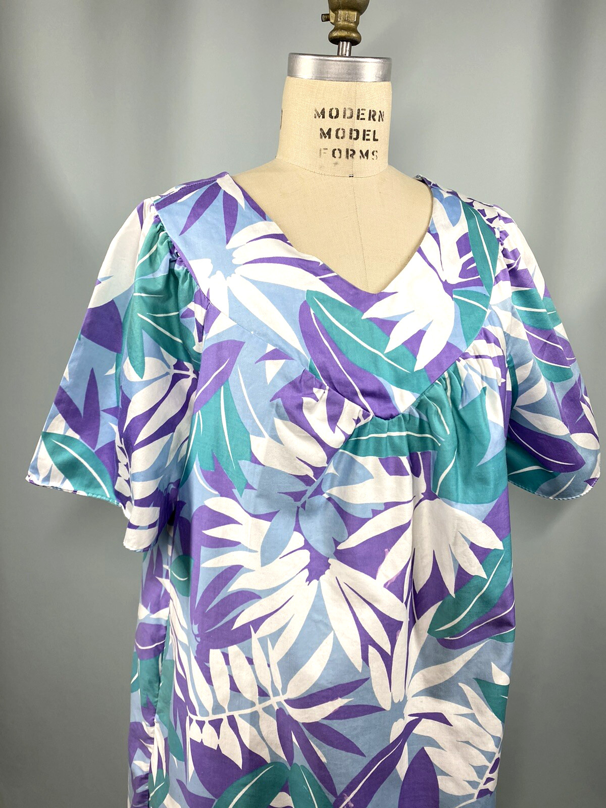 SEARS Vintage Caftan Dress SIZE MEDIUM 12 -14 MISSES cotton tropical 70s 80s