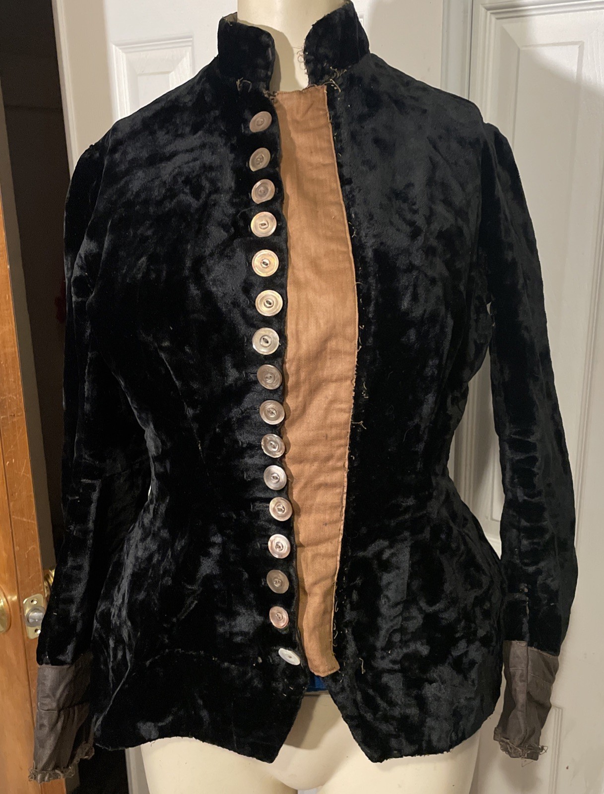 Victorian 1800s Velvet Bodice Bustle Jacket Gothic Vtg XS