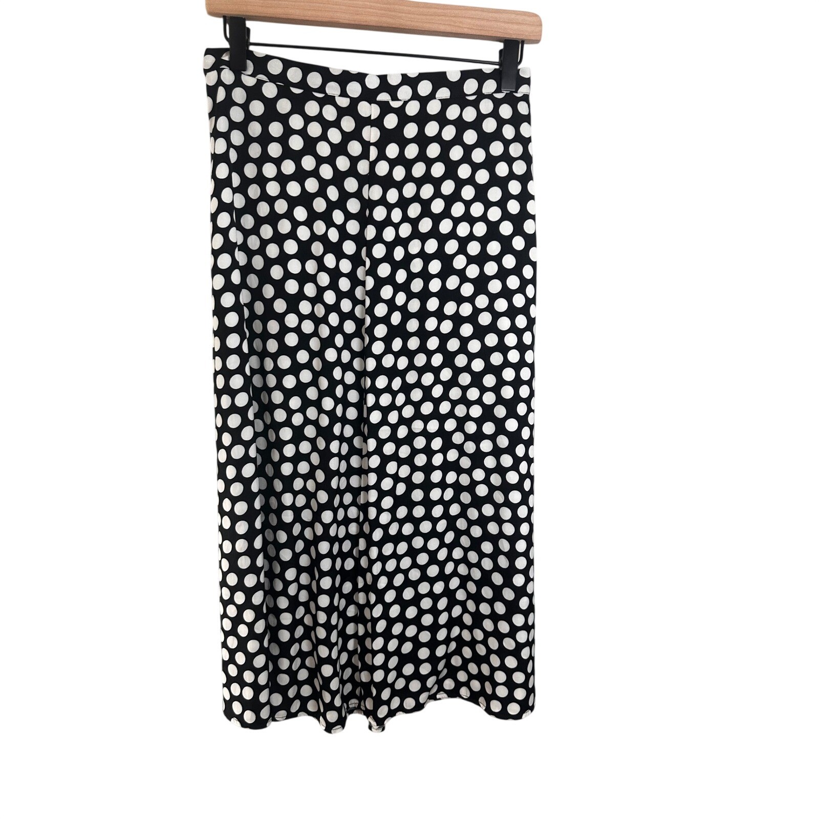 Banana Republic Womens XS Polka Dot Midi Skirt Black White Retro