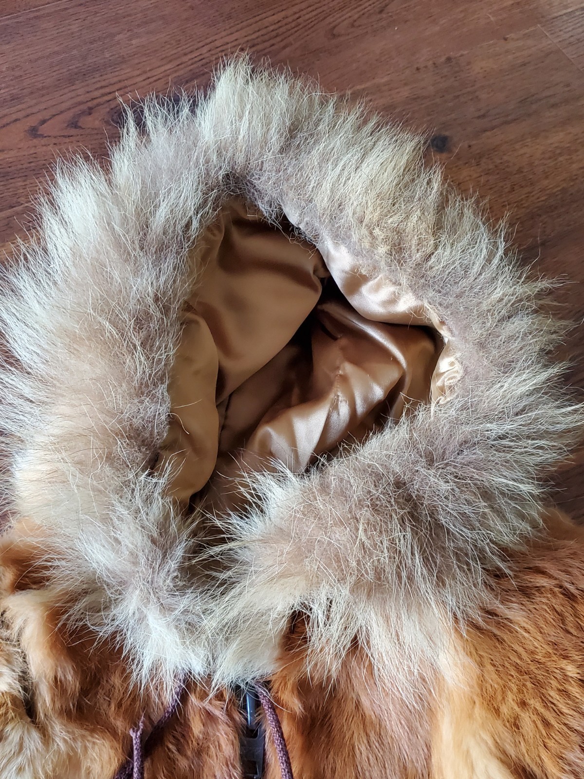Vintage Red Fox Fur Coat W/ Pockets Zip Up Hooded