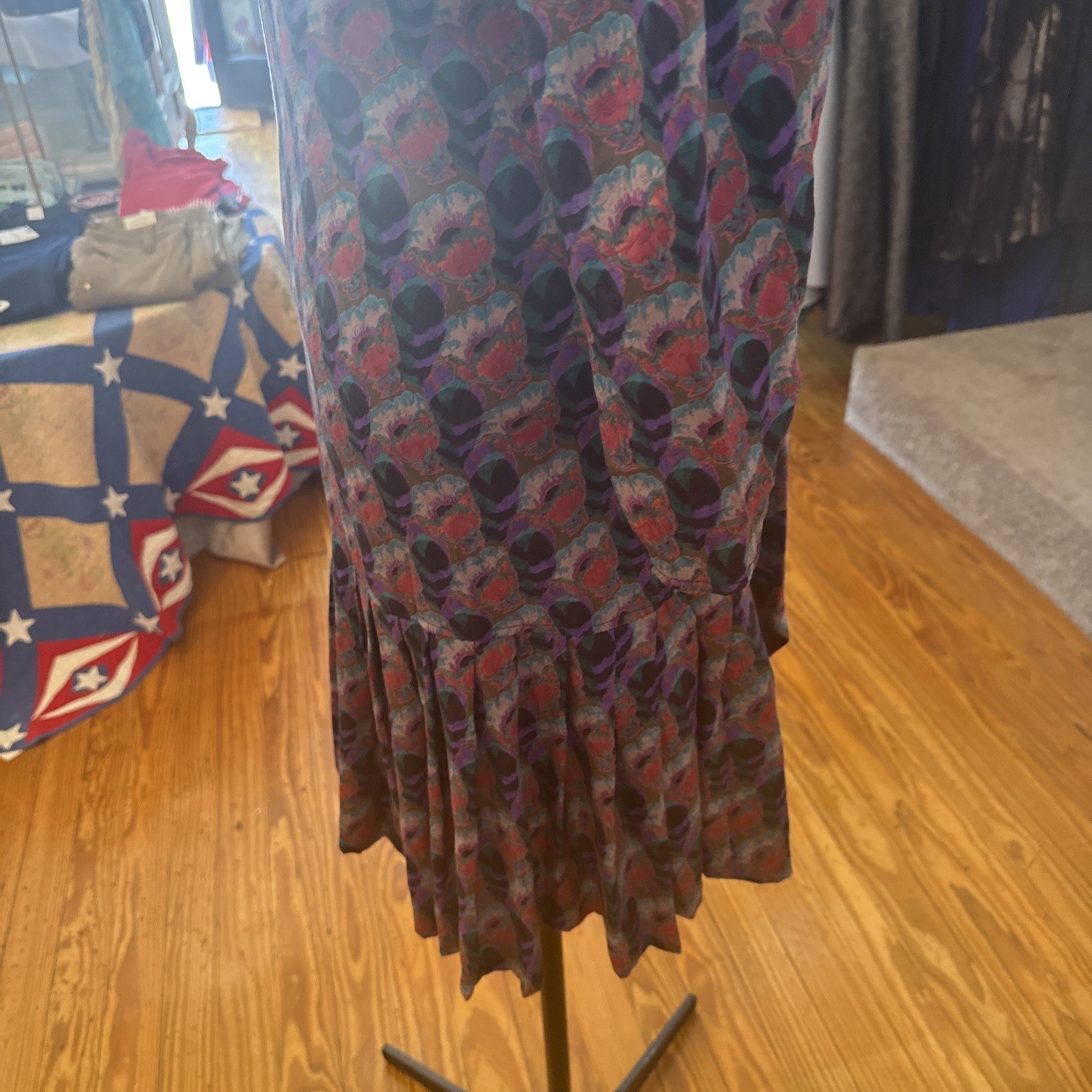 100% silk emanuel ungaro vtg drop waist dress sz 6 fabric made in italy
