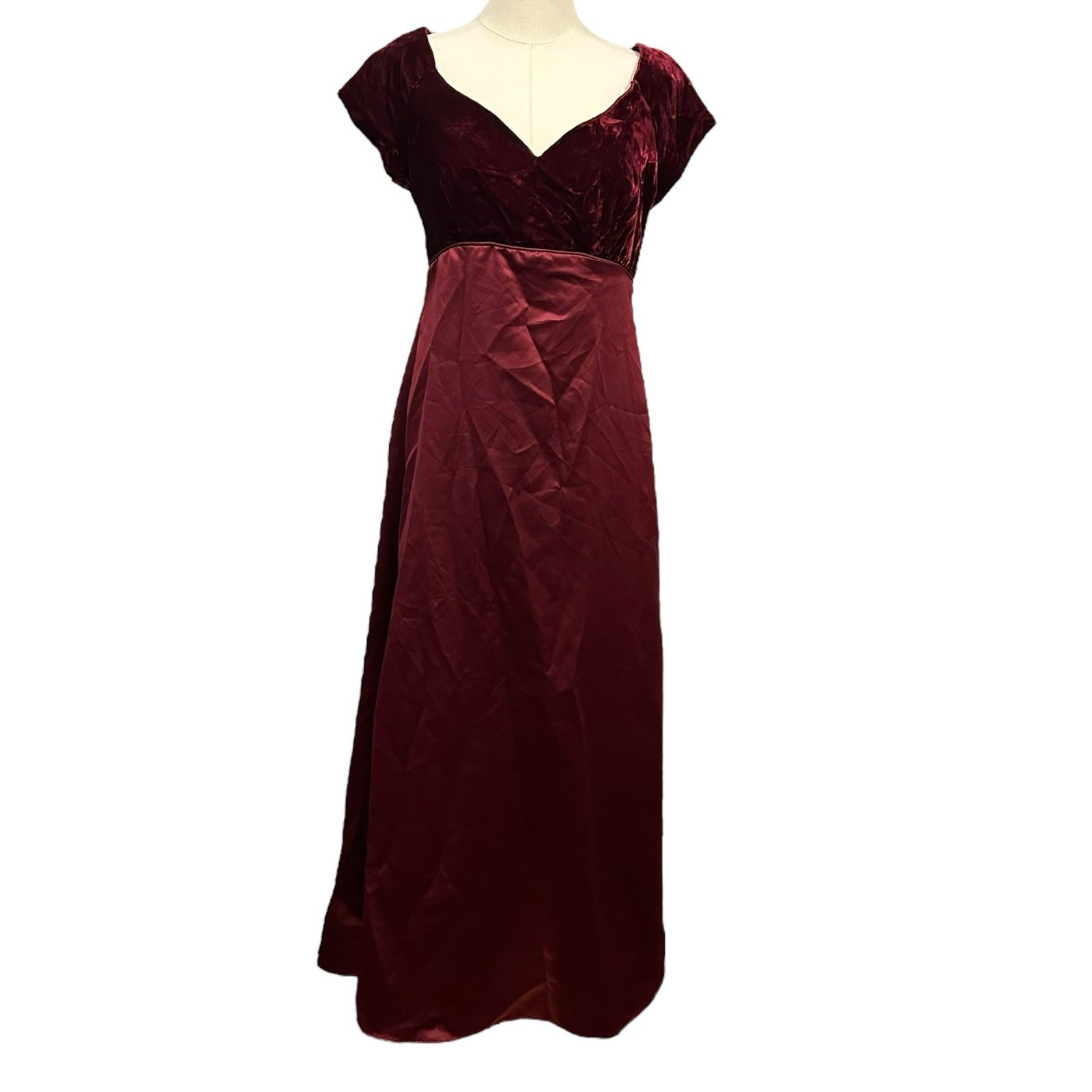 Alfred Angelo Vintage Wine Velvet Satin Prom Gown Dress Small Formal