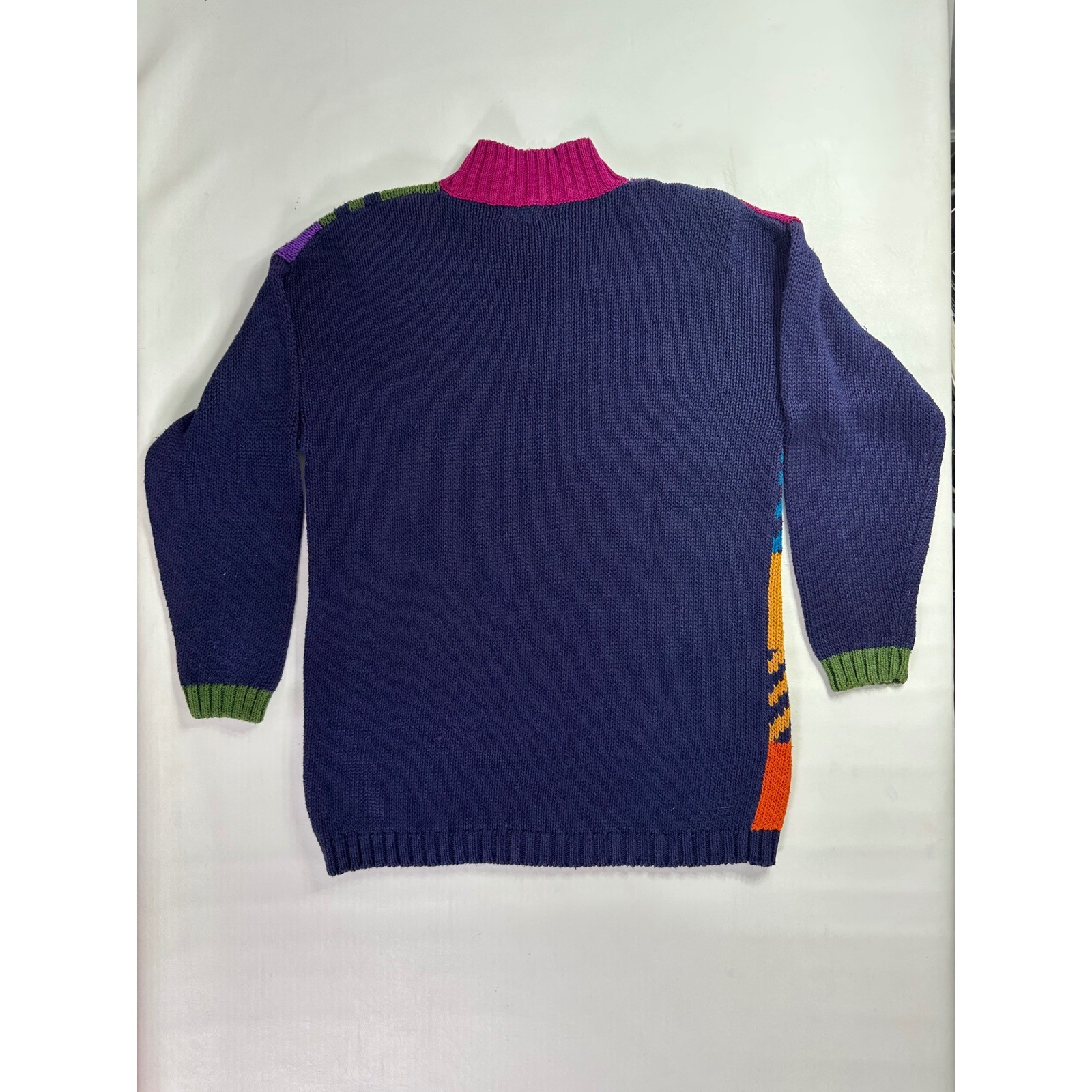 All Points Vintage 90s Colorblock Patchwork Mock Neck Sweater Y2K Medium