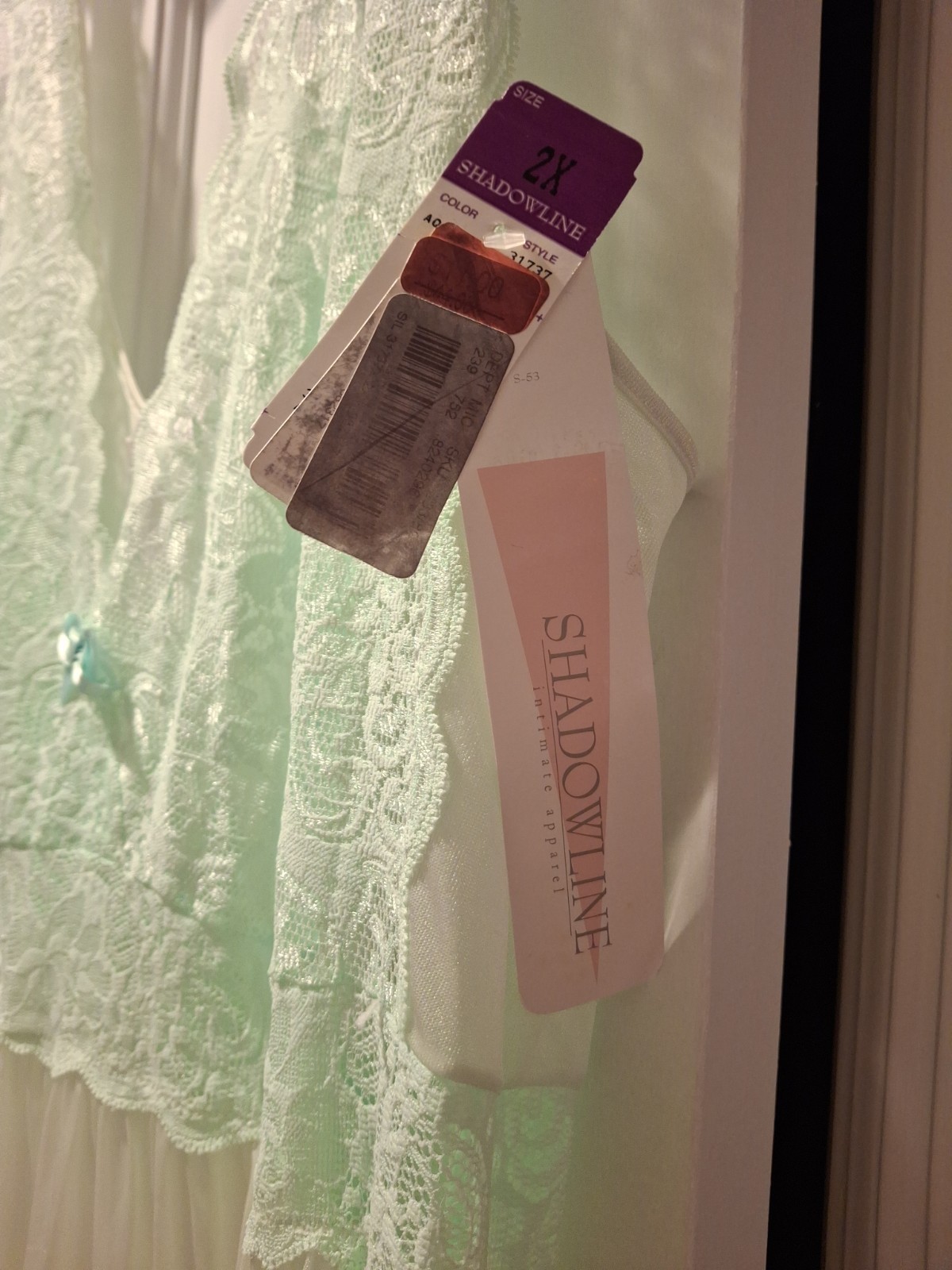 NOS with Tags Shadowline Women&rsquo;s 2X Aqua Negligee Nylon Spandex