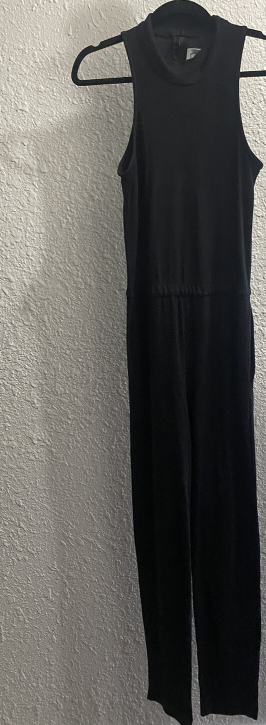 Vintage Saint Germain Paris Women’s One Piece Black Jumpsuit Pockets Size 9/10