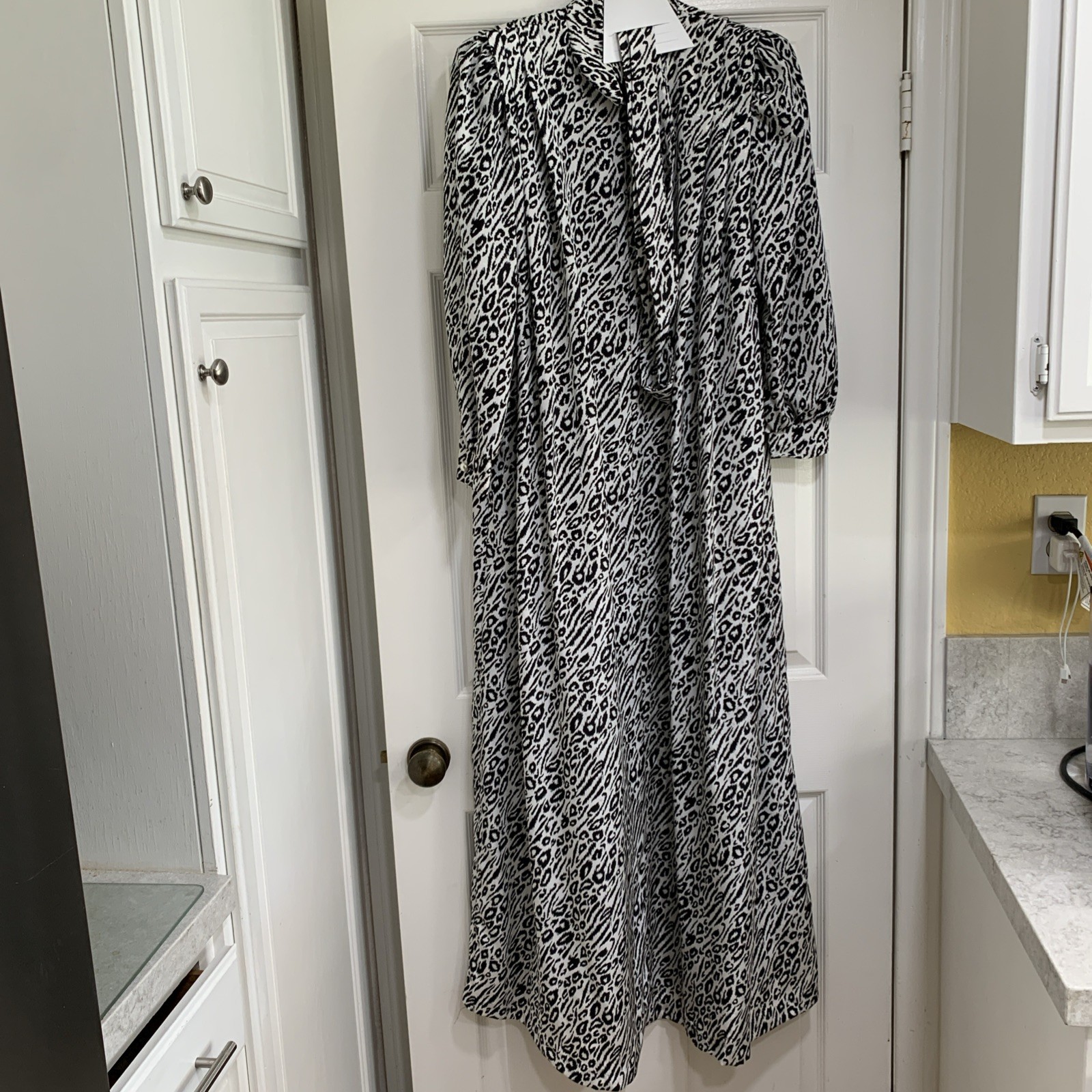 Vintage David Brown California Kaftan Robe Lounger Floral Black SZ S Pockets